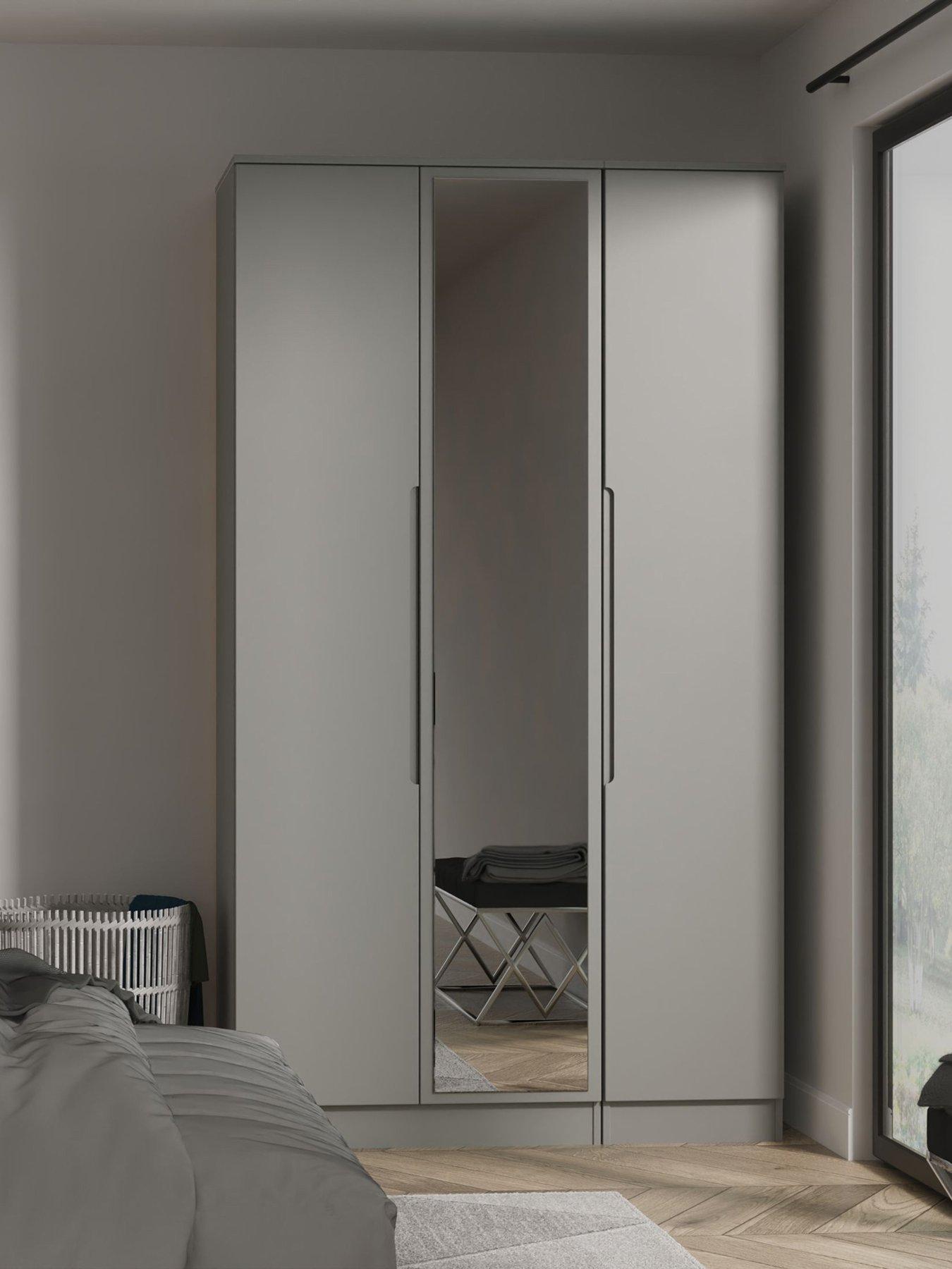 undefined Florence Part Assembled Tall 3 Door Mirrored Wardrobe