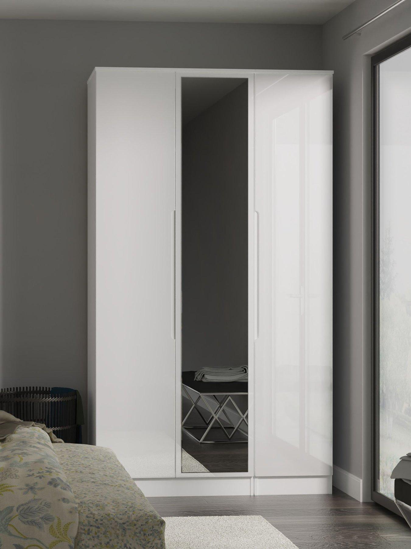 undefined Florence Part Assembled Tall 3 Door Mirrored Wardrobe