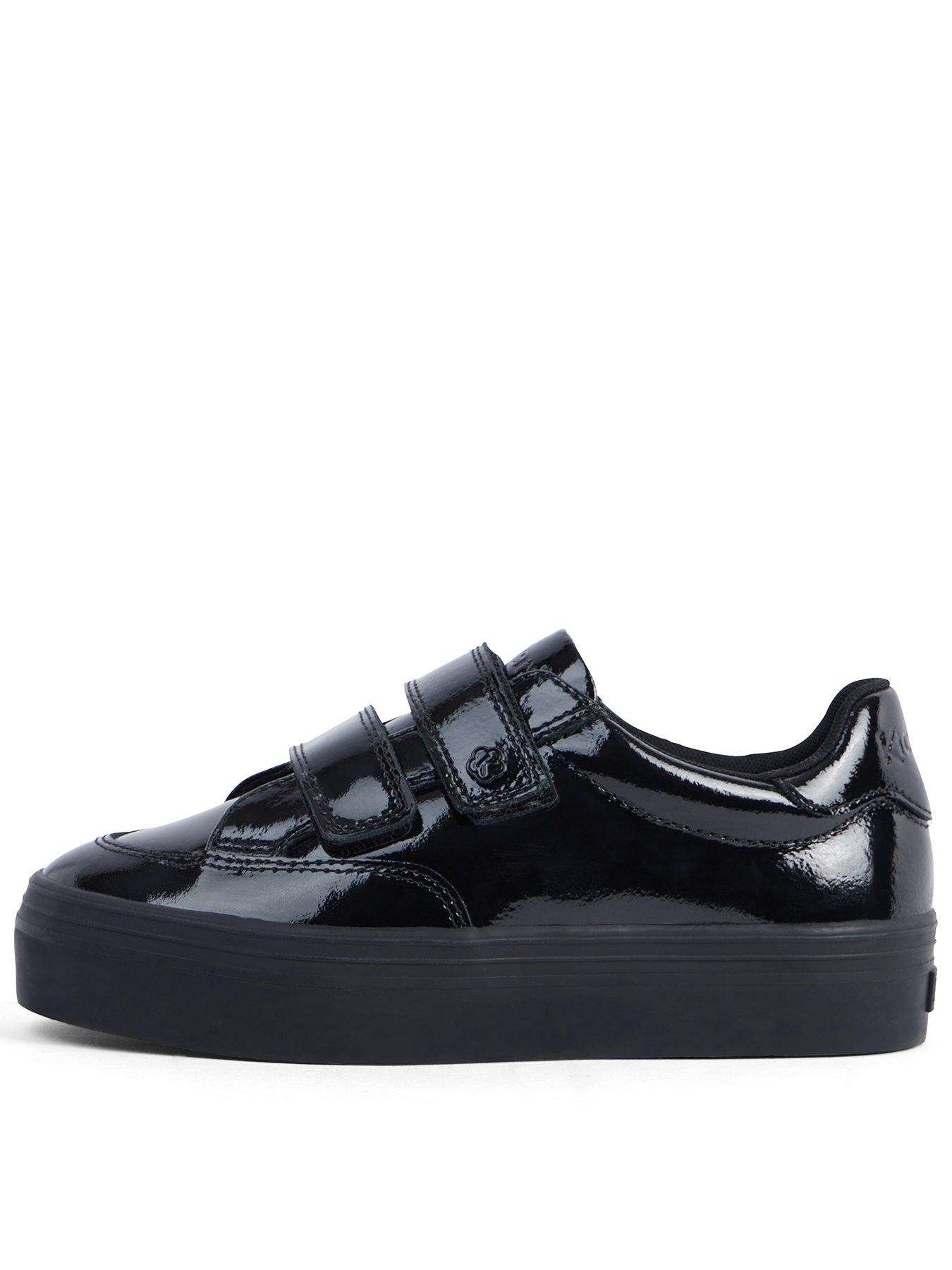 Kickers Girls Tovni Stack Lo Vel Patent Leather School Shoe - Black ...