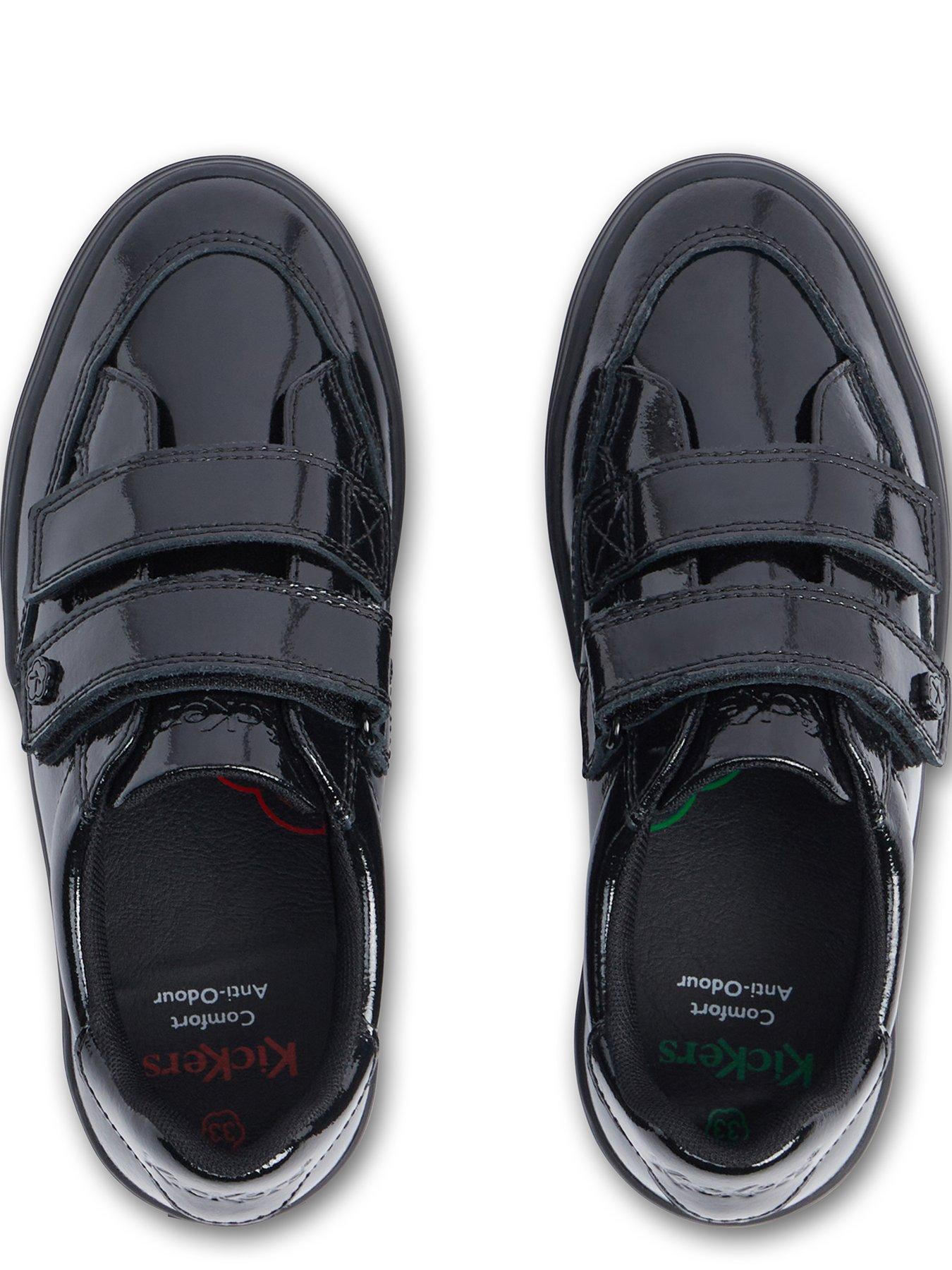 Kickers Girls Tovni Stack Lo Vel Patent Leather School Shoe - Black ...