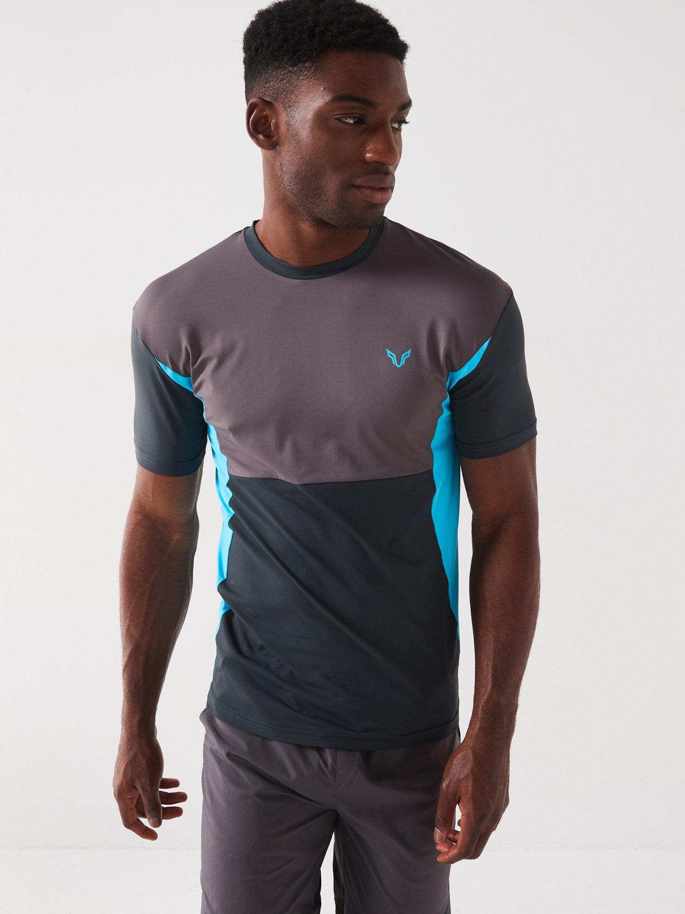 undefined Mens Relate Poly Contrast Logo T-Shirt - Black/Blue