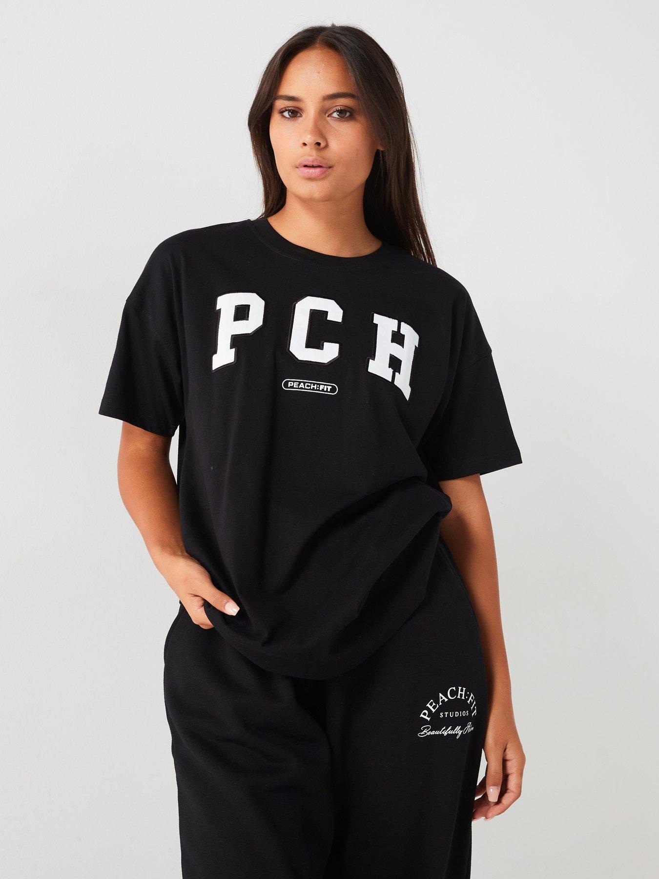  image of peach-fit-womens-ivy-oversized-t-shirt-black