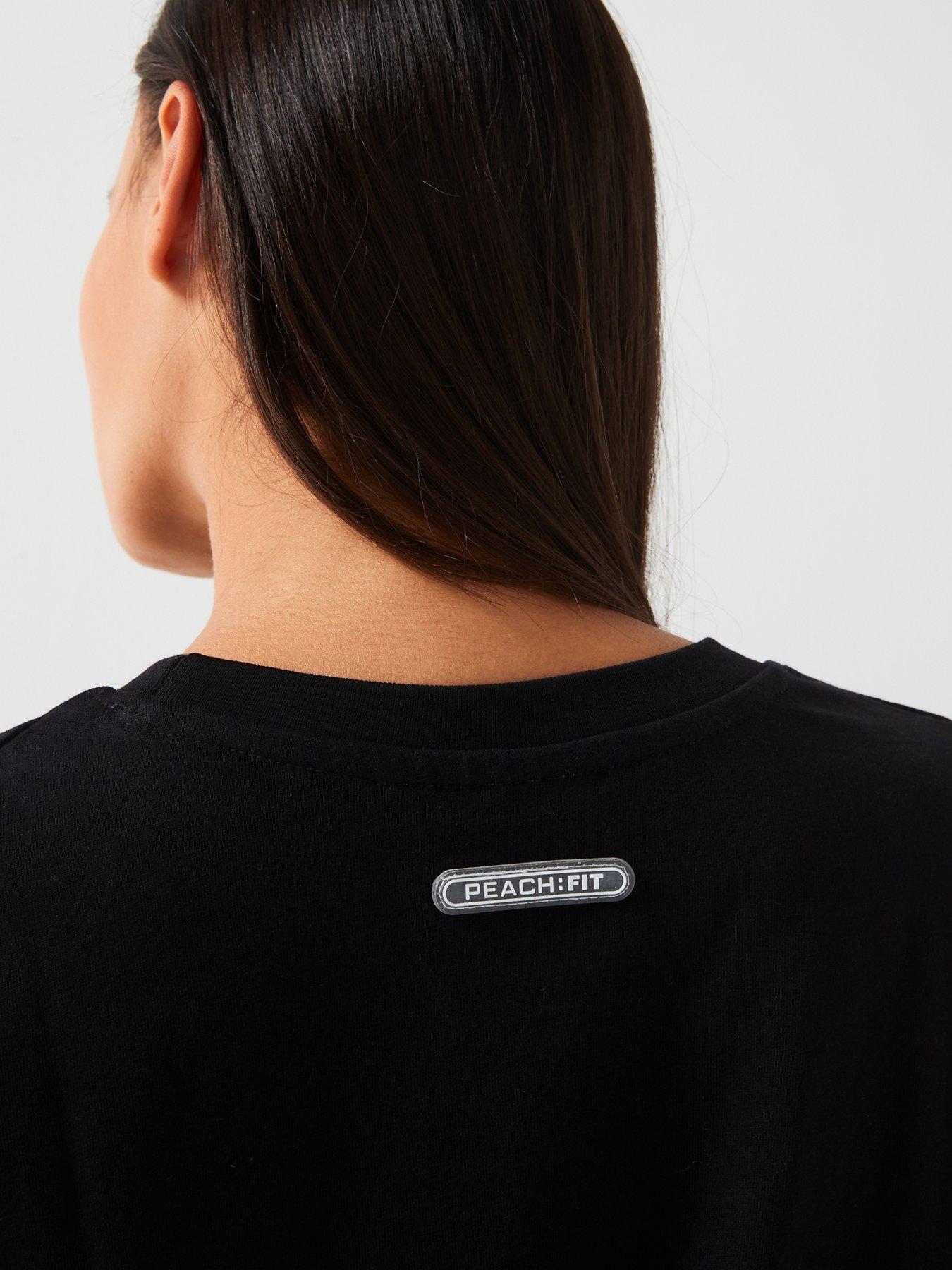  image of peach-fit-womens-ivy-oversized-t-shirt-black