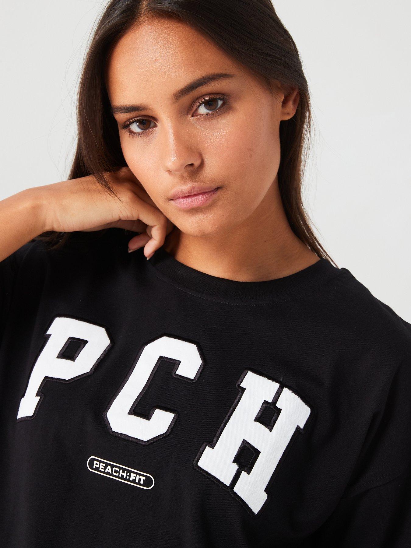  image of peach-fit-womens-ivy-oversized-t-shirt-black