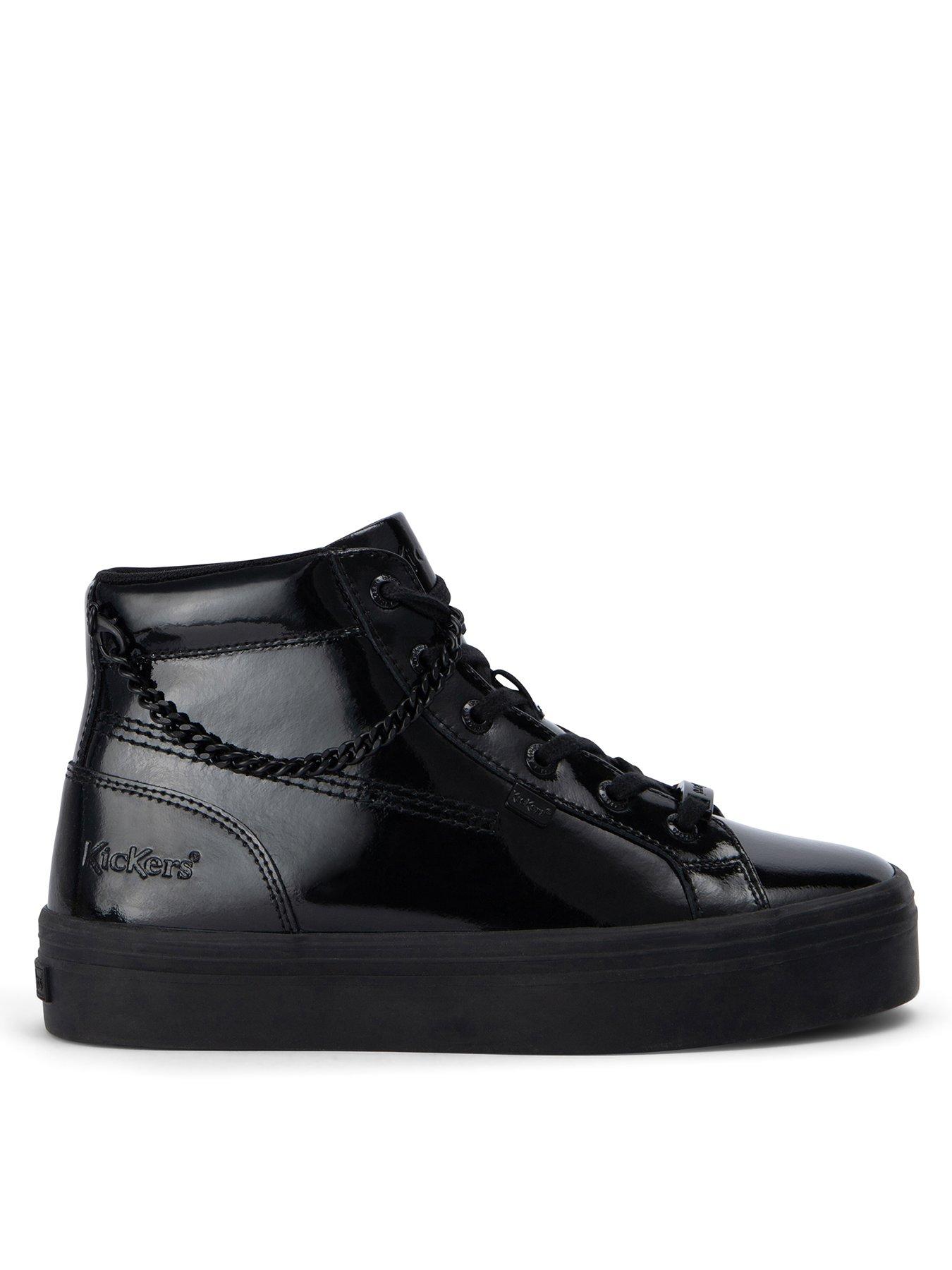 undefined Girls Tovni Hi Stack Chain Patent (Leather) School Shoe - Black