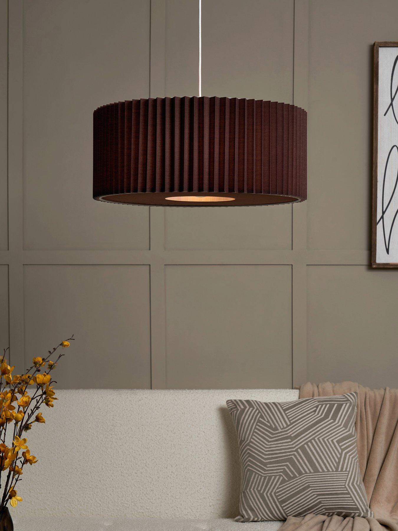 undefined Large Knife Pleat Easy-Fit Light Shade with Diffuser – Dark Brown