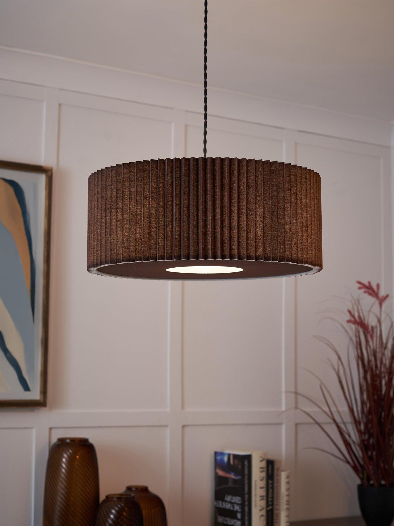 Image 1 of 7 of The Very Collection Large Knife Pleat Easy-Fit Light Shade with Diffuser &ndash; Dark Brown