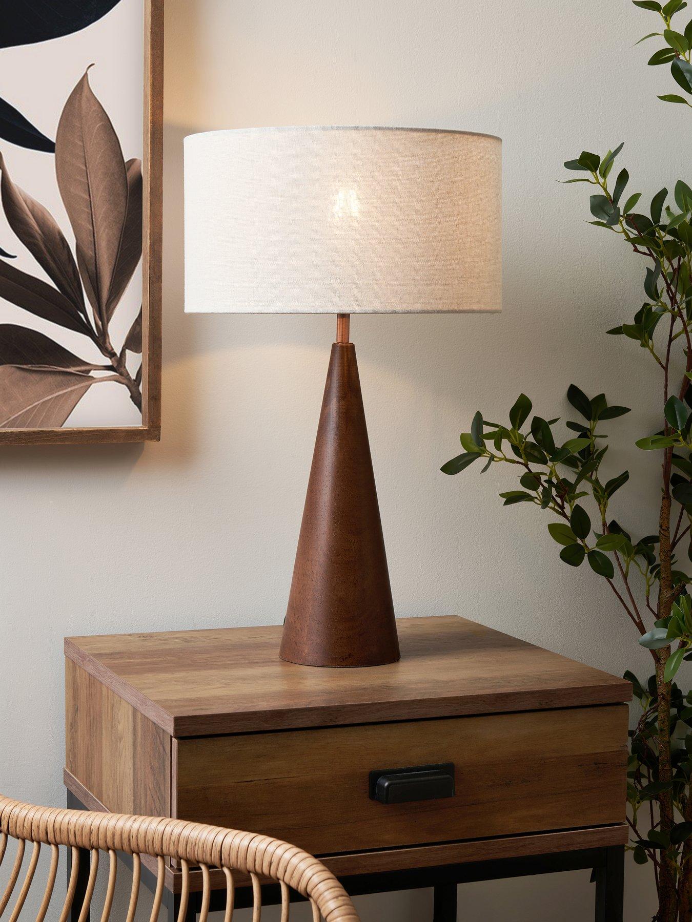 Very Home Conical Wooden Table Lamp