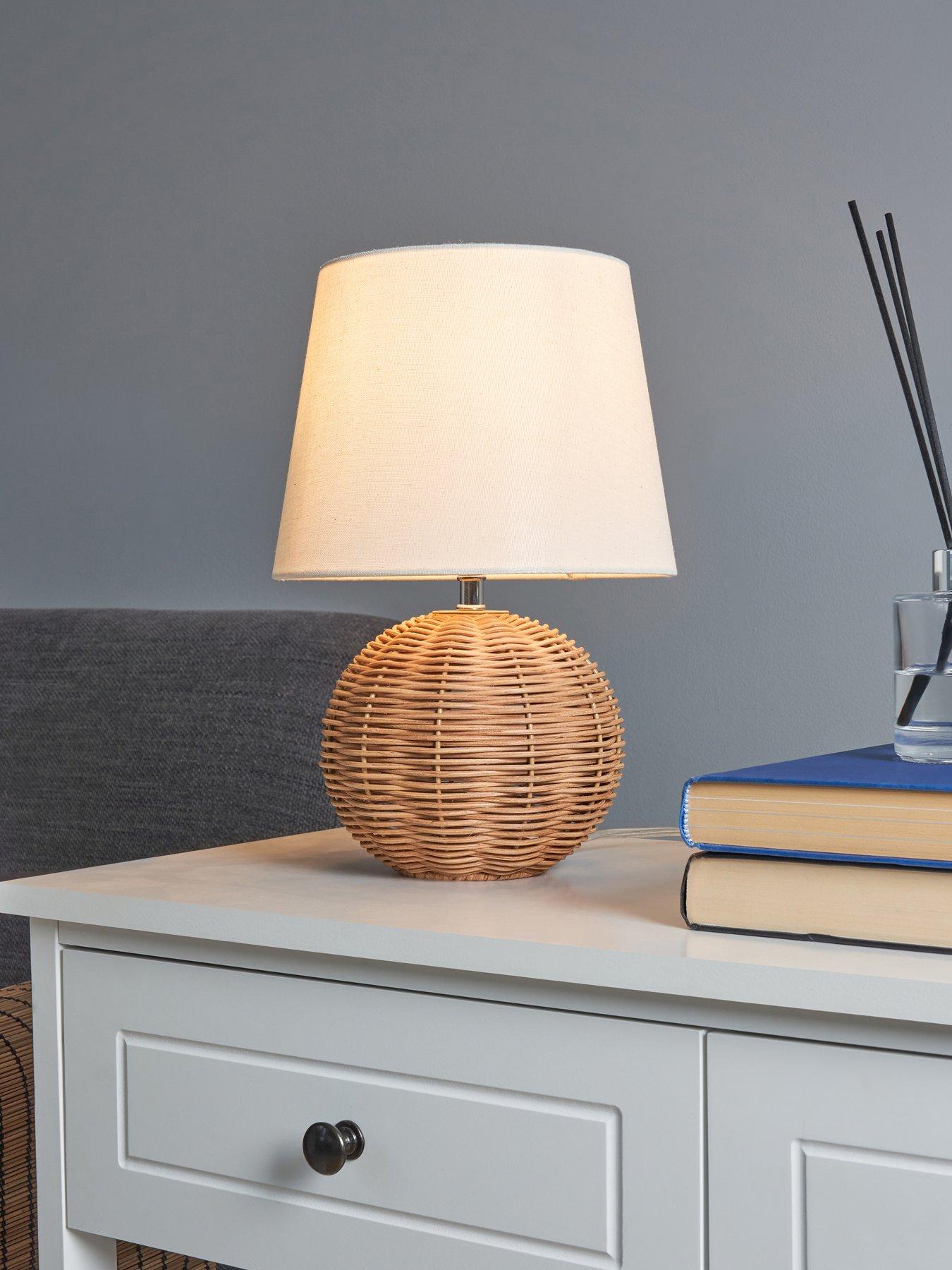 Very Home Small Rattan Bedside Table Lamp