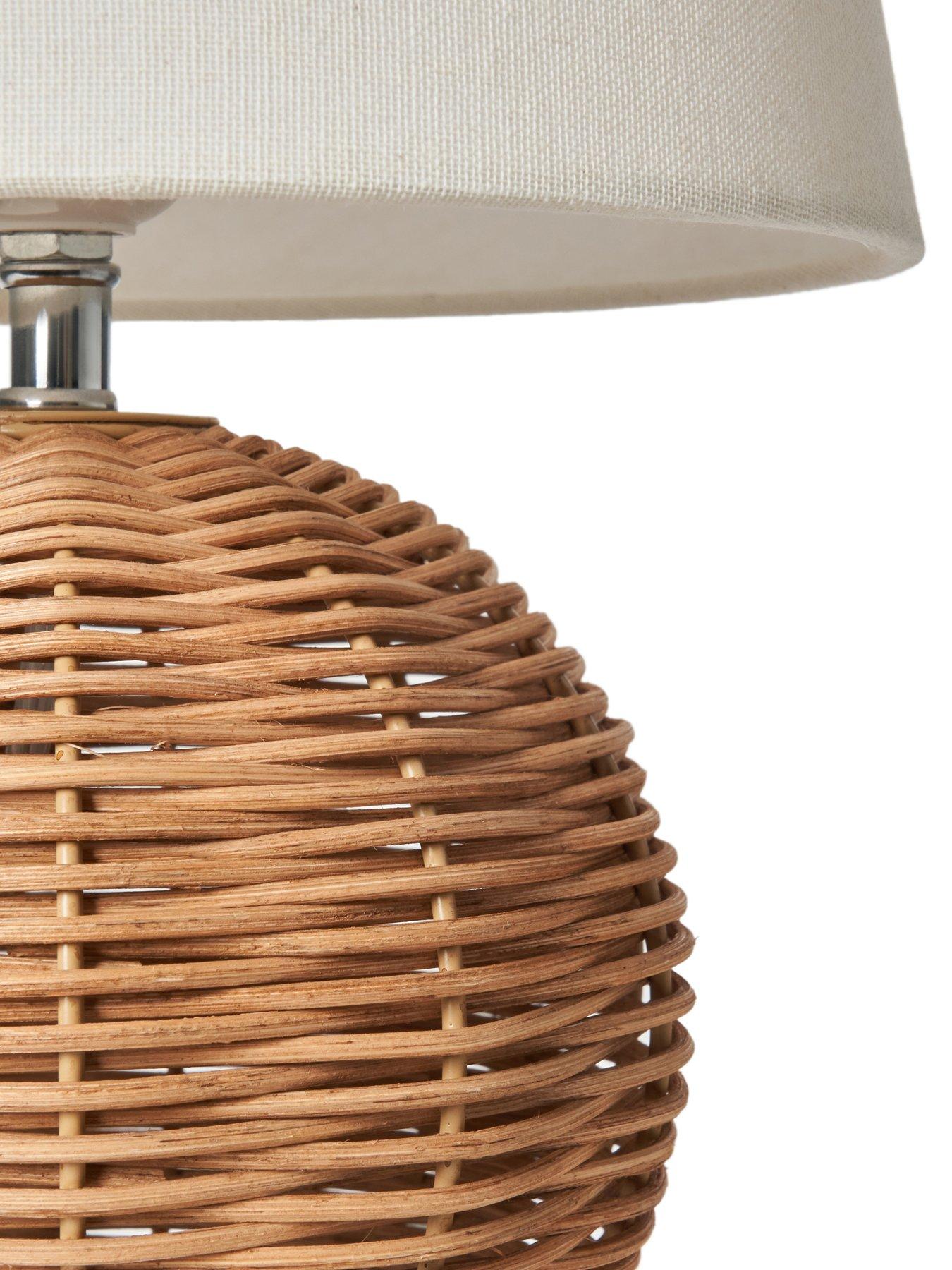Image 4 of 6 of The Very Collection Small Rattan Bedside Table Lamp