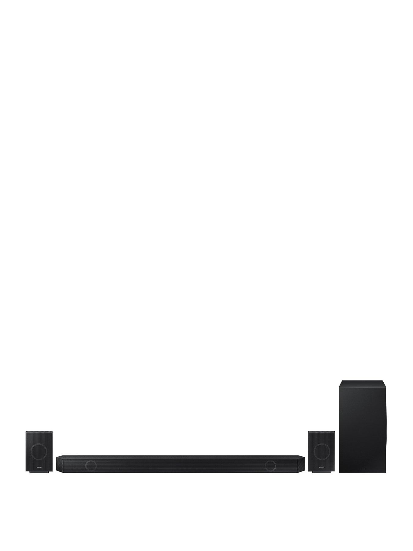 front image of samsung-q990d-1114ch-dolby-atmos-dtsx-q-symphony-soundbar-with-wireless-acoustic-lens-subwoofer-amp-rear-speakers-wi-fi