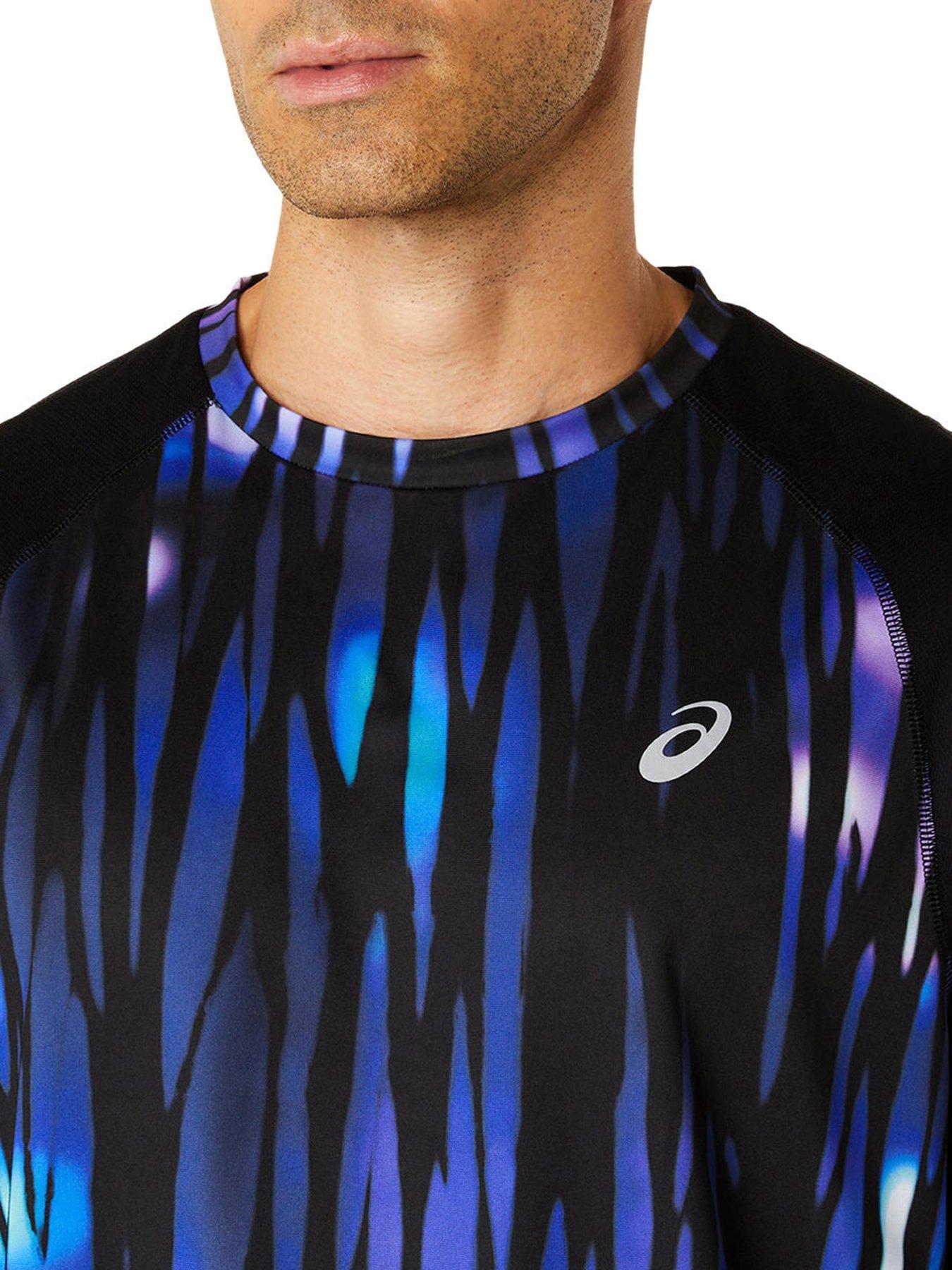  image of asics-mens-running-road-lite-show-short-sleeve-top-blackblue