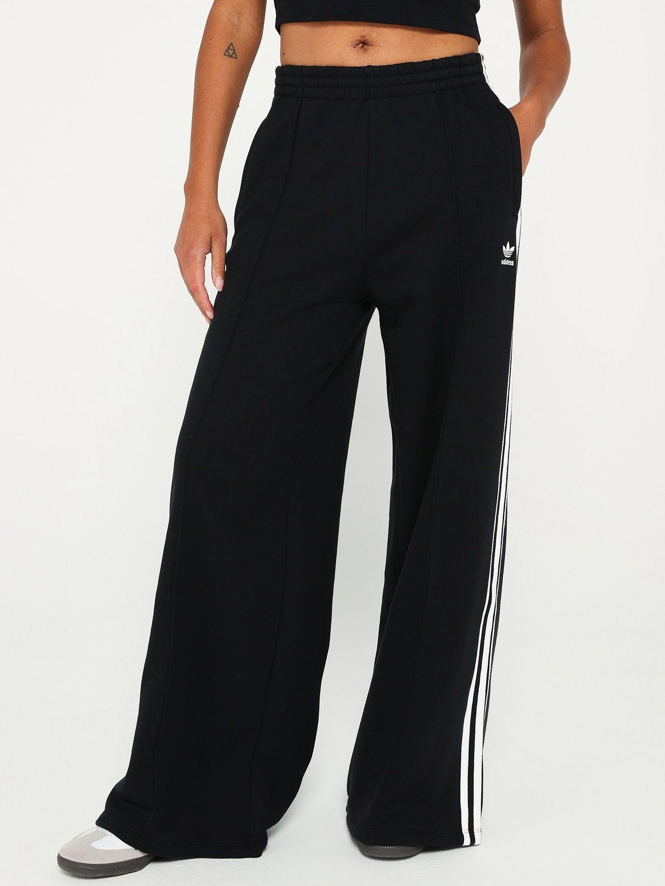 adidas Originals Womens 3 Stripe Wide Leg French Terry Pant