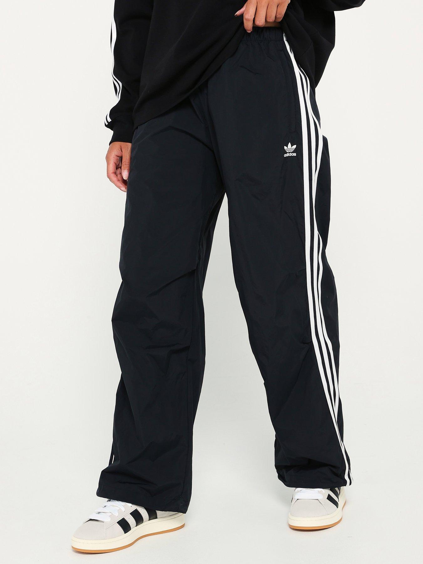 undefined Womens 3 Stripe Woven Parachute Pants - Black