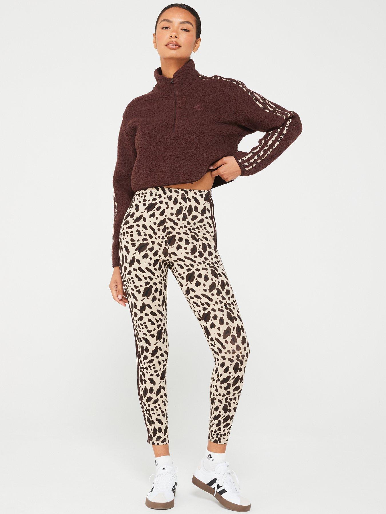 image of adidas-sportswear-womens-animal-3-stripe-legging-brown