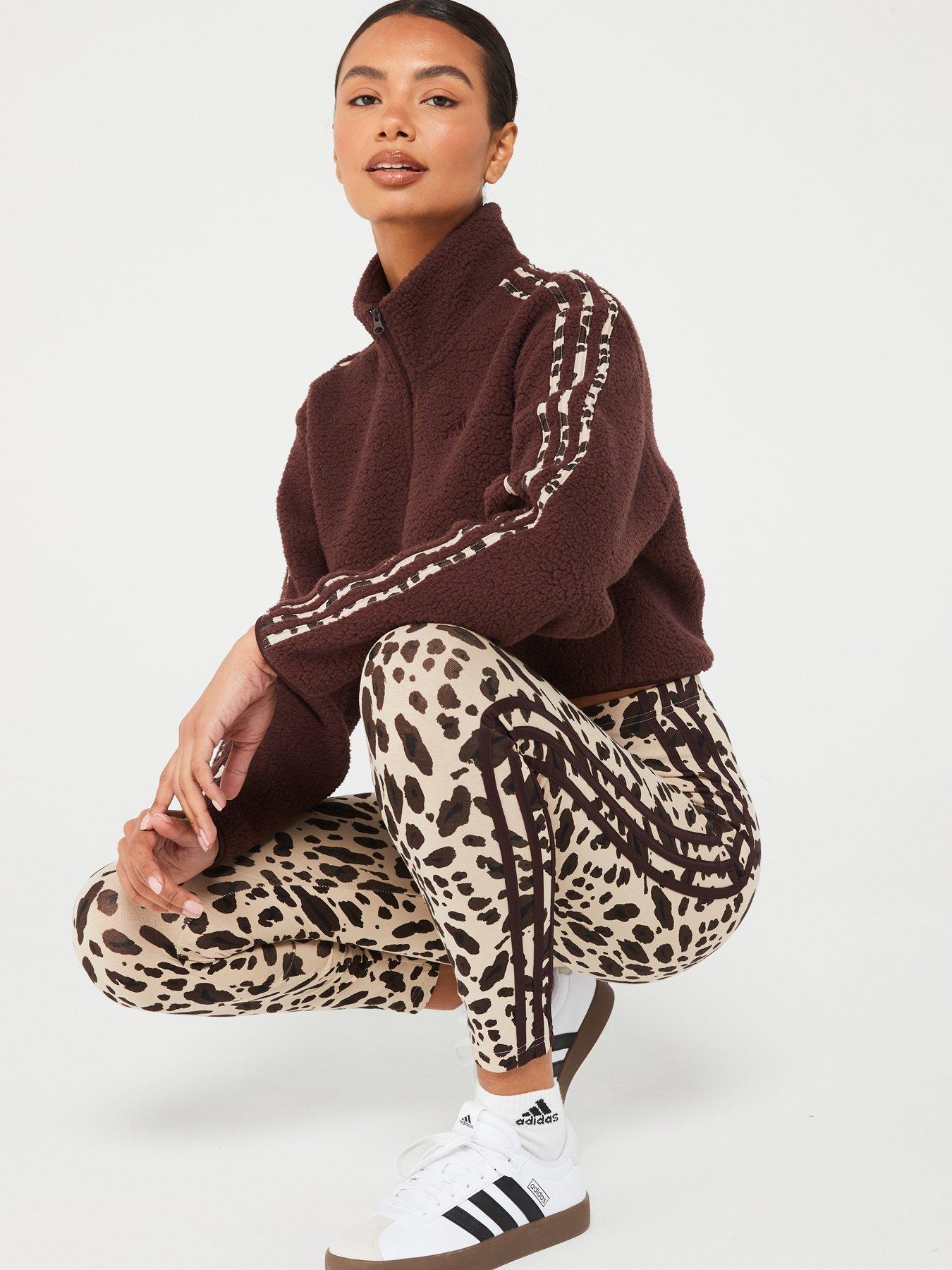  image of adidas-sportswear-womens-animal-3-stripe-legging-brown