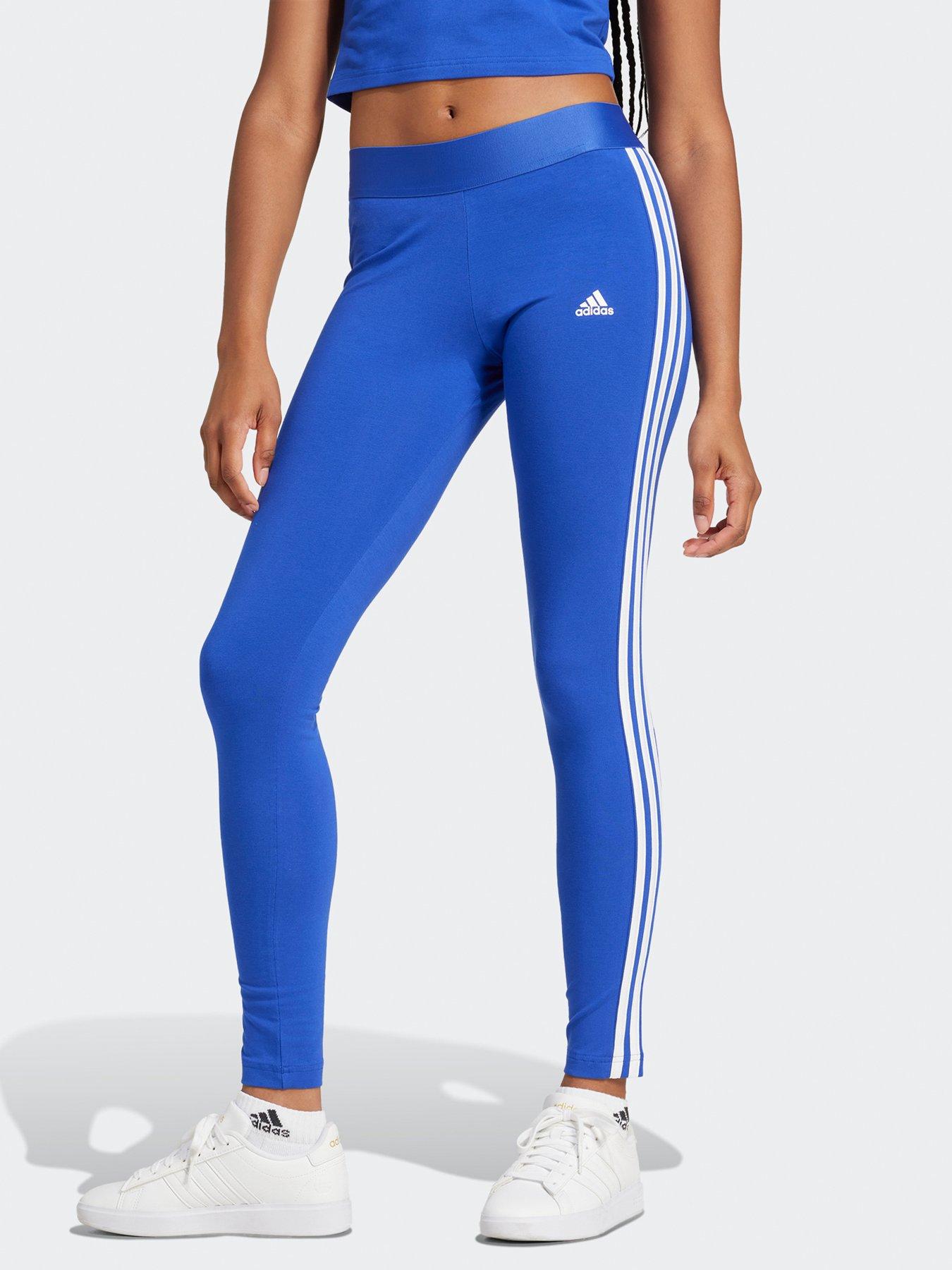 Adidas blue 3 stripe leggings online