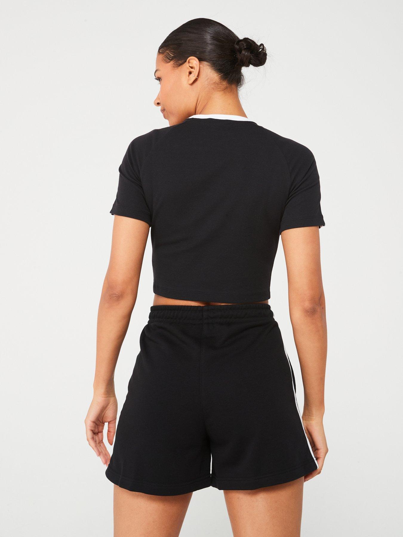  image of adidas-originals-womens-3-stripe-baby-t-shirt-black