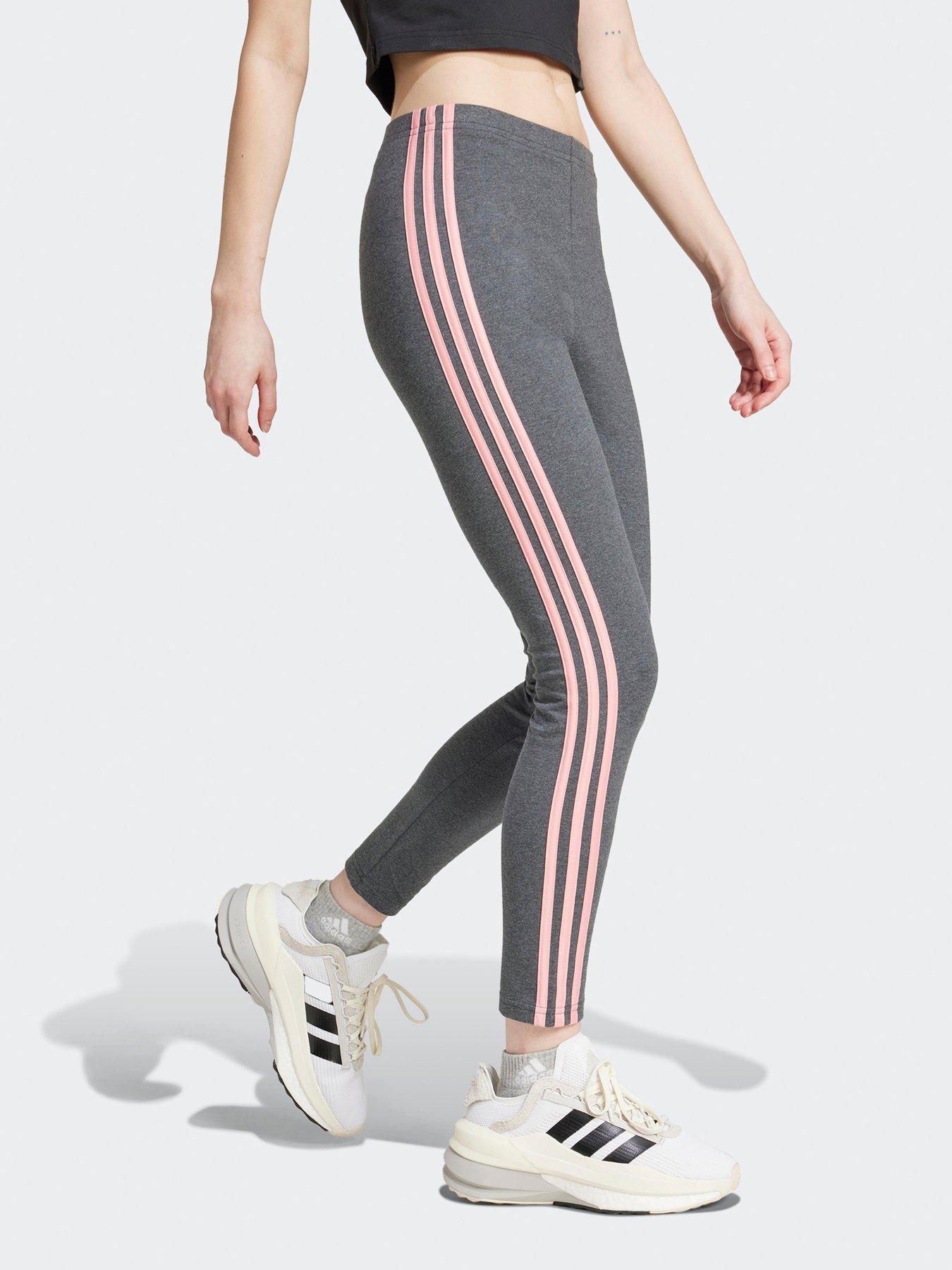 adidas Sportswear Womens 3 Stripe High Waisted Legging Dark Grey littlewoods