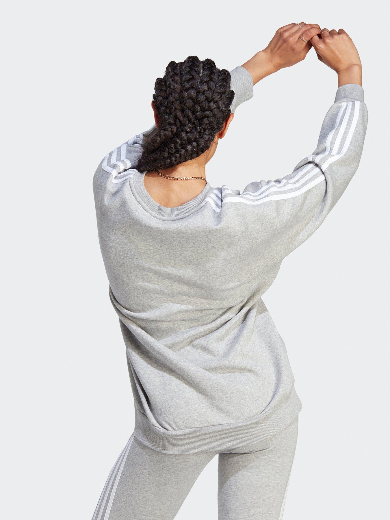  image of adidas-sportswear-womens-3-stripe-oversized-sweat-greywhite