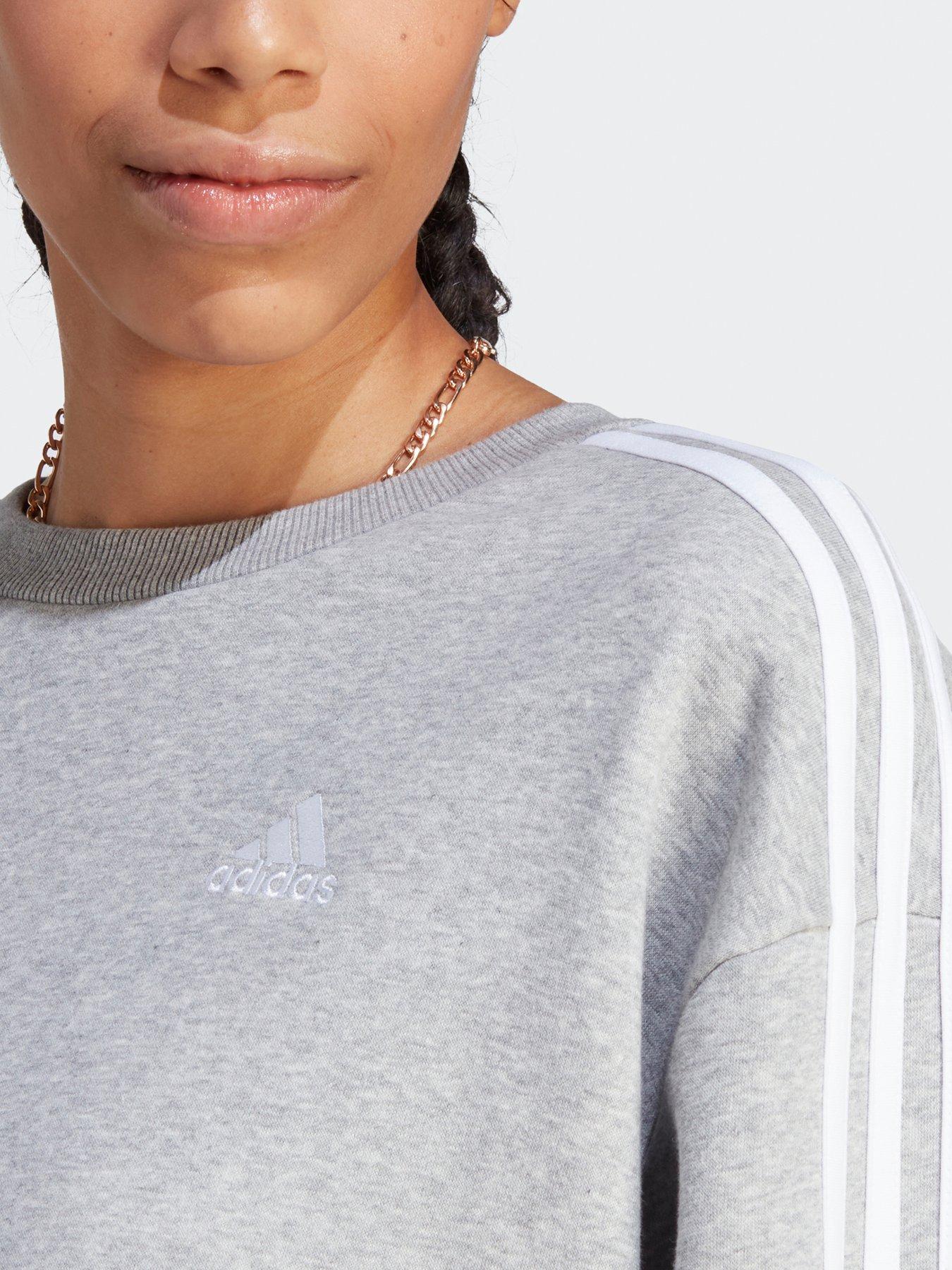  image of adidas-sportswear-womens-3-stripe-oversized-sweat-greywhite