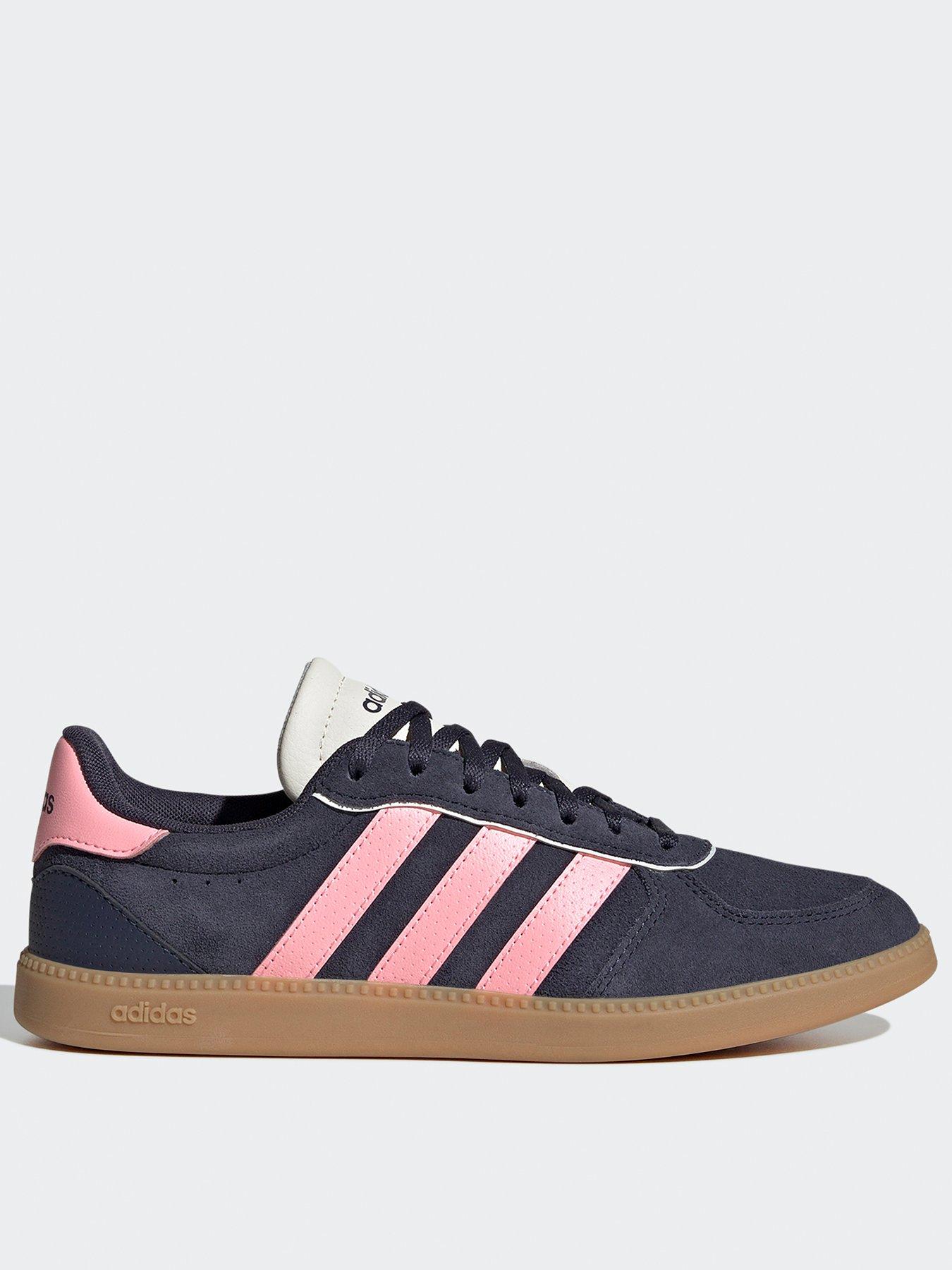 adidas Sportswear Women s Breaknet Sleek Suede Trainer Navy Pink littlewoods