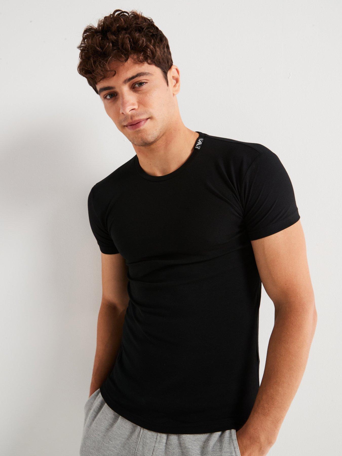 undefined Neck Tab Log Stretch Piquet T-Shirt - Black