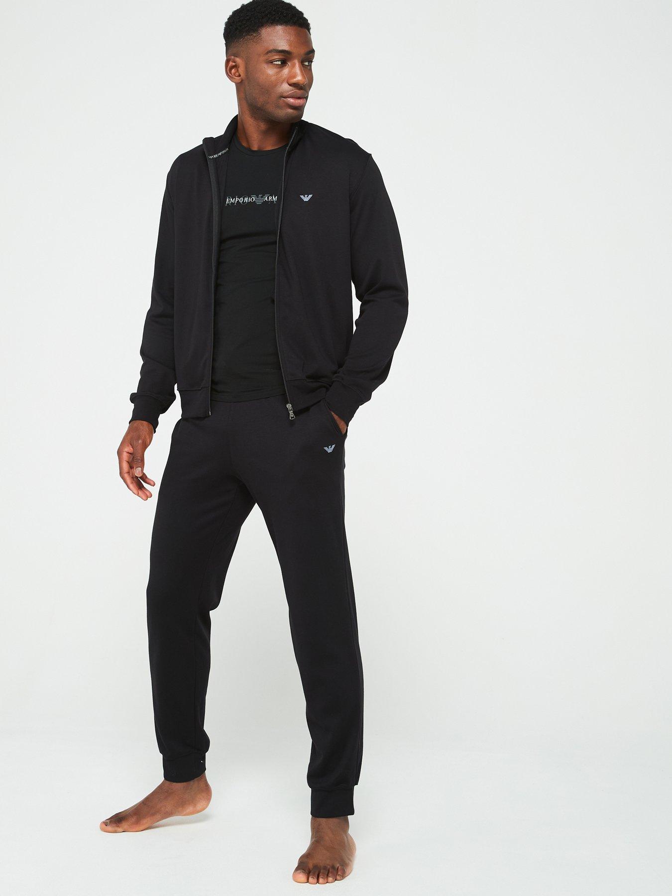 Image 1 of 4 of Emporio Armani Bodywear Interlock Full Zip Tracksuit - Black