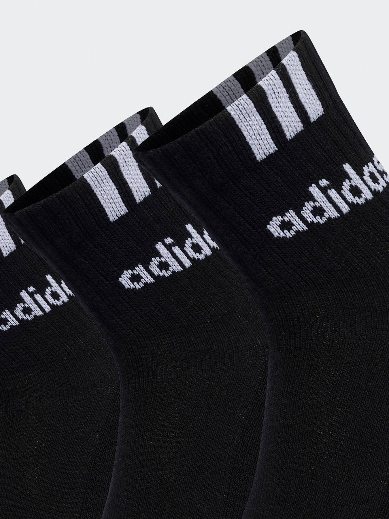 Image 2 of 2 of adidas Sportswear Unisex Cushioned 3 Stripe Linear Socks - 3 Pack - Black/white
