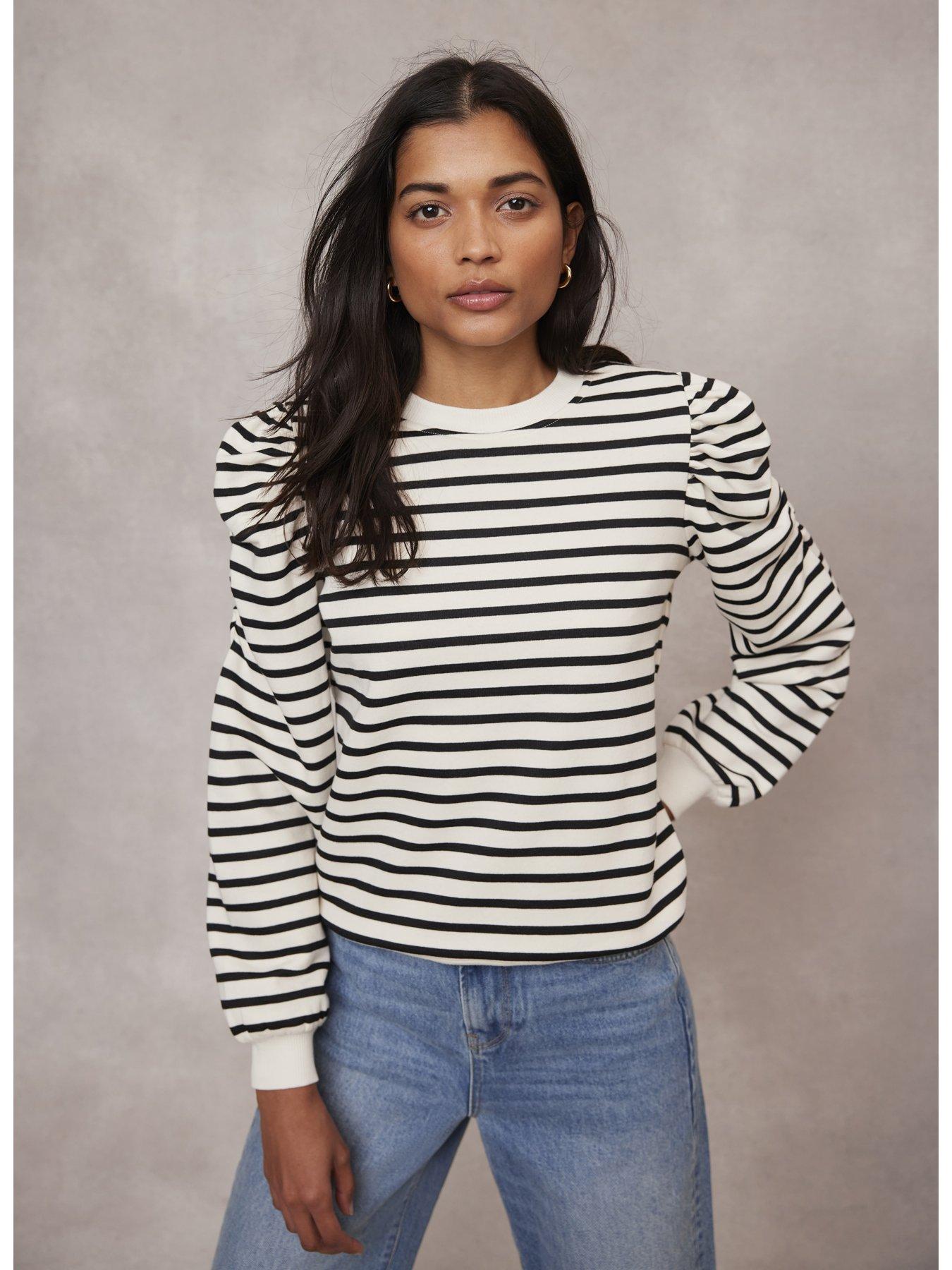 Image 2 of 6 of Mint Velvet Stripe Ruched Sweatshirt