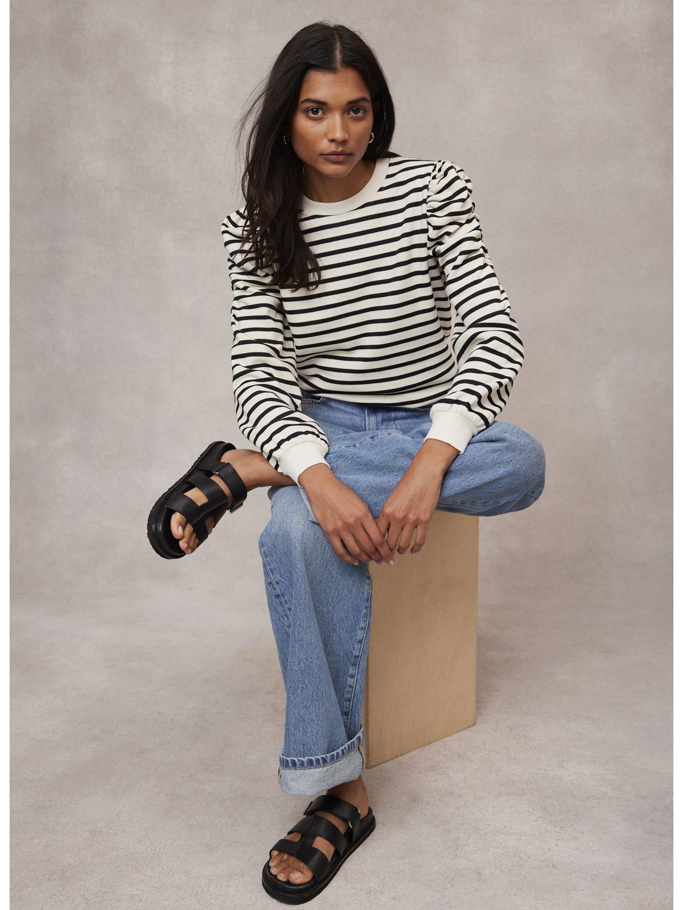 Image 3 of 6 of Mint Velvet Stripe Ruched Sweatshirt
