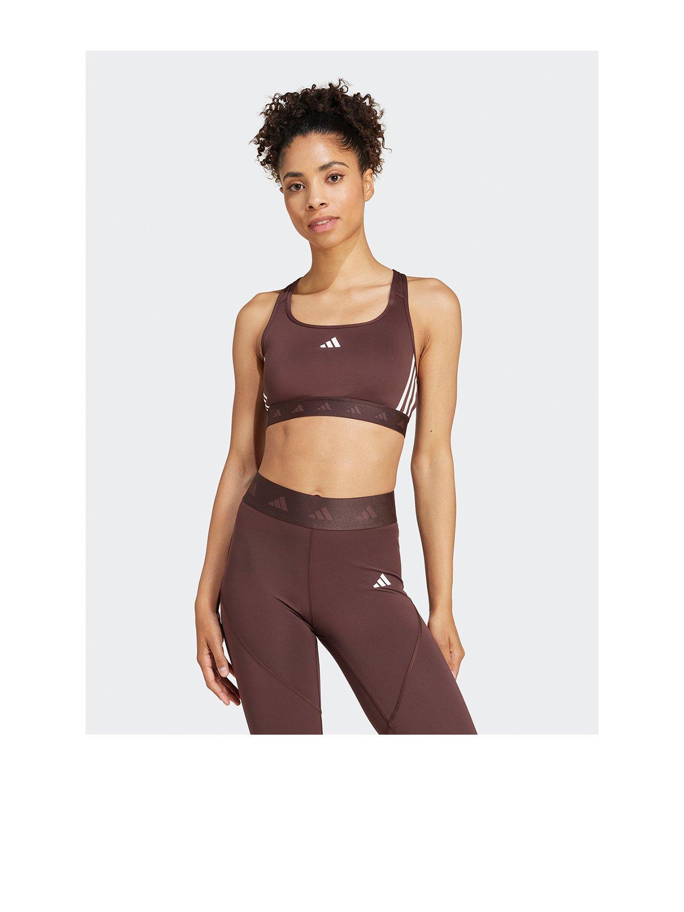 undefined Womens Training Power Mid Support Hyperglam Sports Bra - Brown