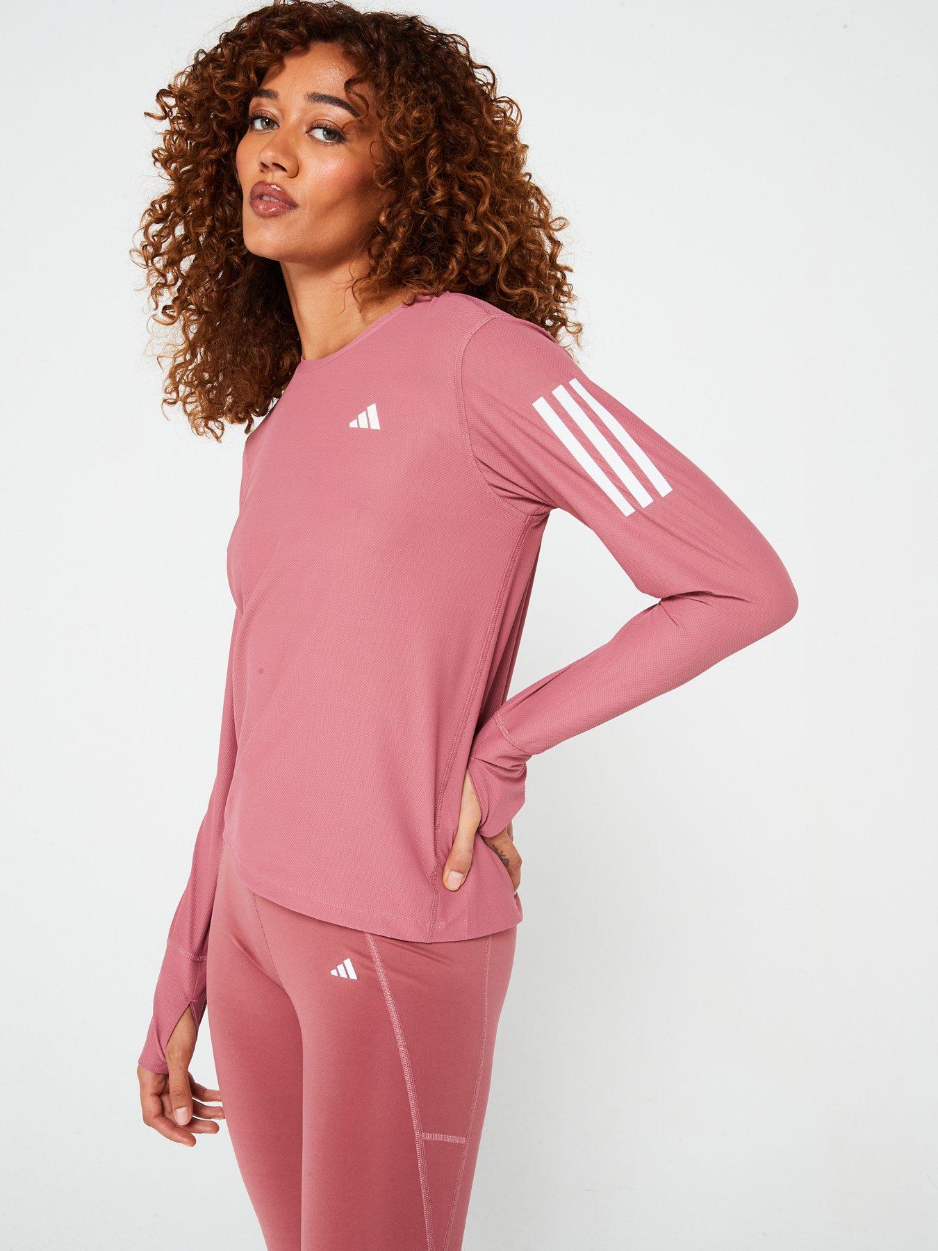  image of adidas-womens-running-own-the-run-long-sleeve-t-shirt-pink
