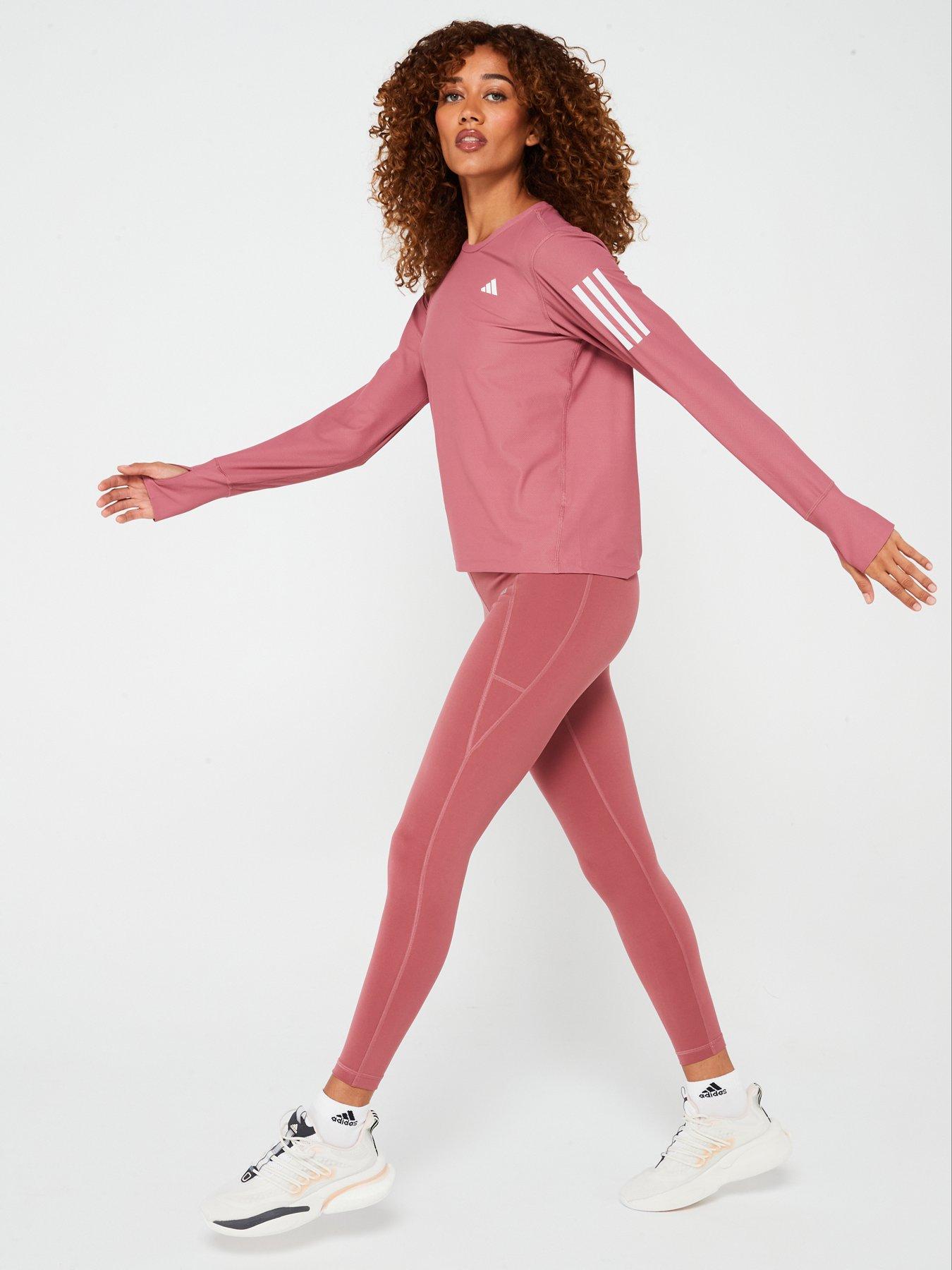  image of adidas-womens-running-own-the-run-long-sleeve-t-shirt-pink