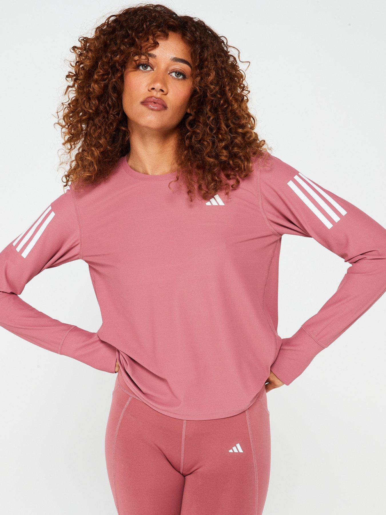  image of adidas-womens-running-own-the-run-long-sleeve-t-shirt-pink