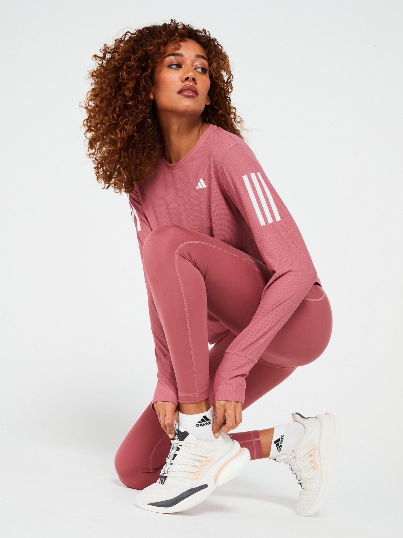  image of adidas-womens-running-own-the-run-long-sleeve-t-shirt-pink