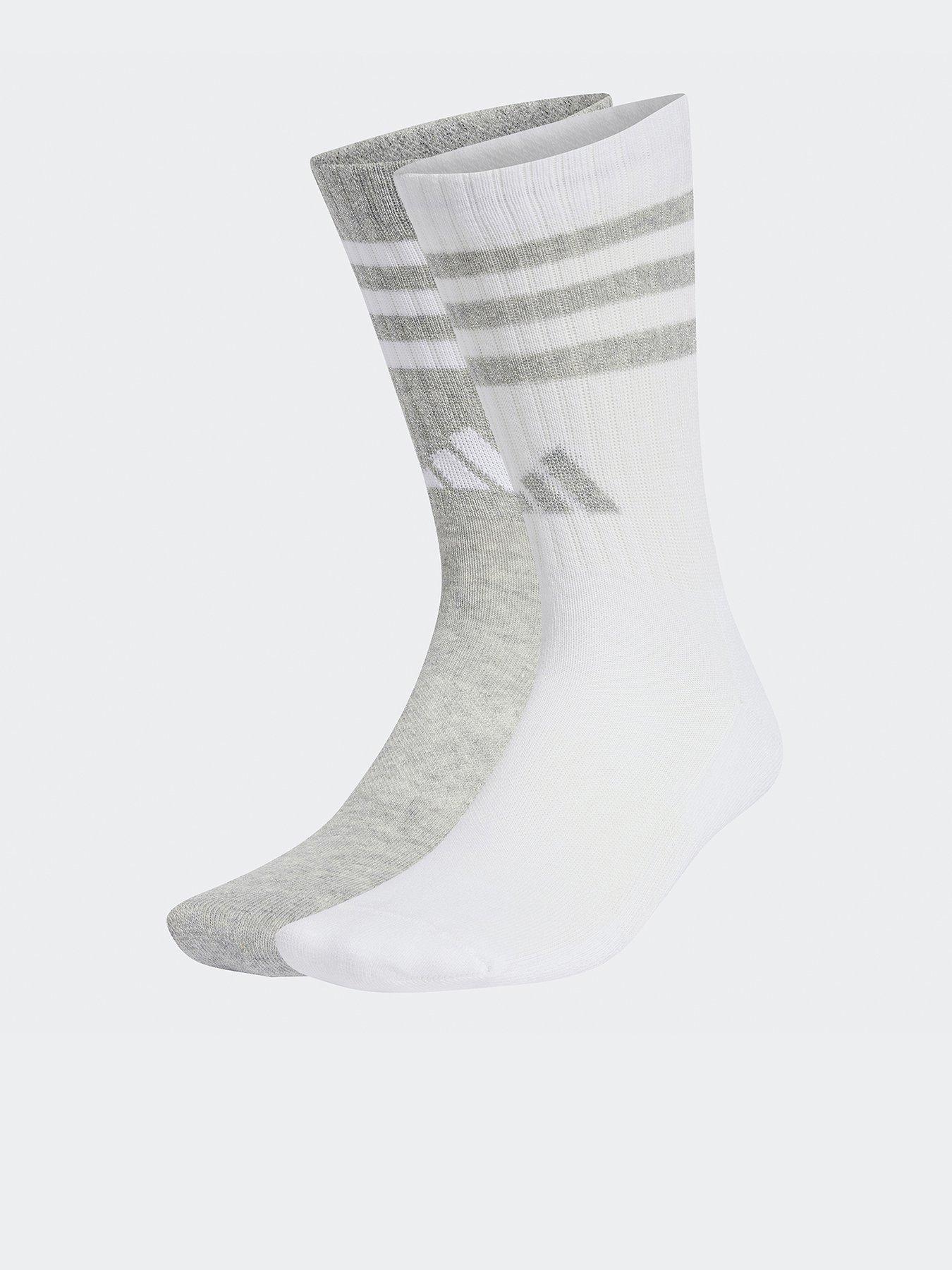  image of adidas-sportswear-womens-3-stripe-lurex-crew-socks-2-pack-whitegrey