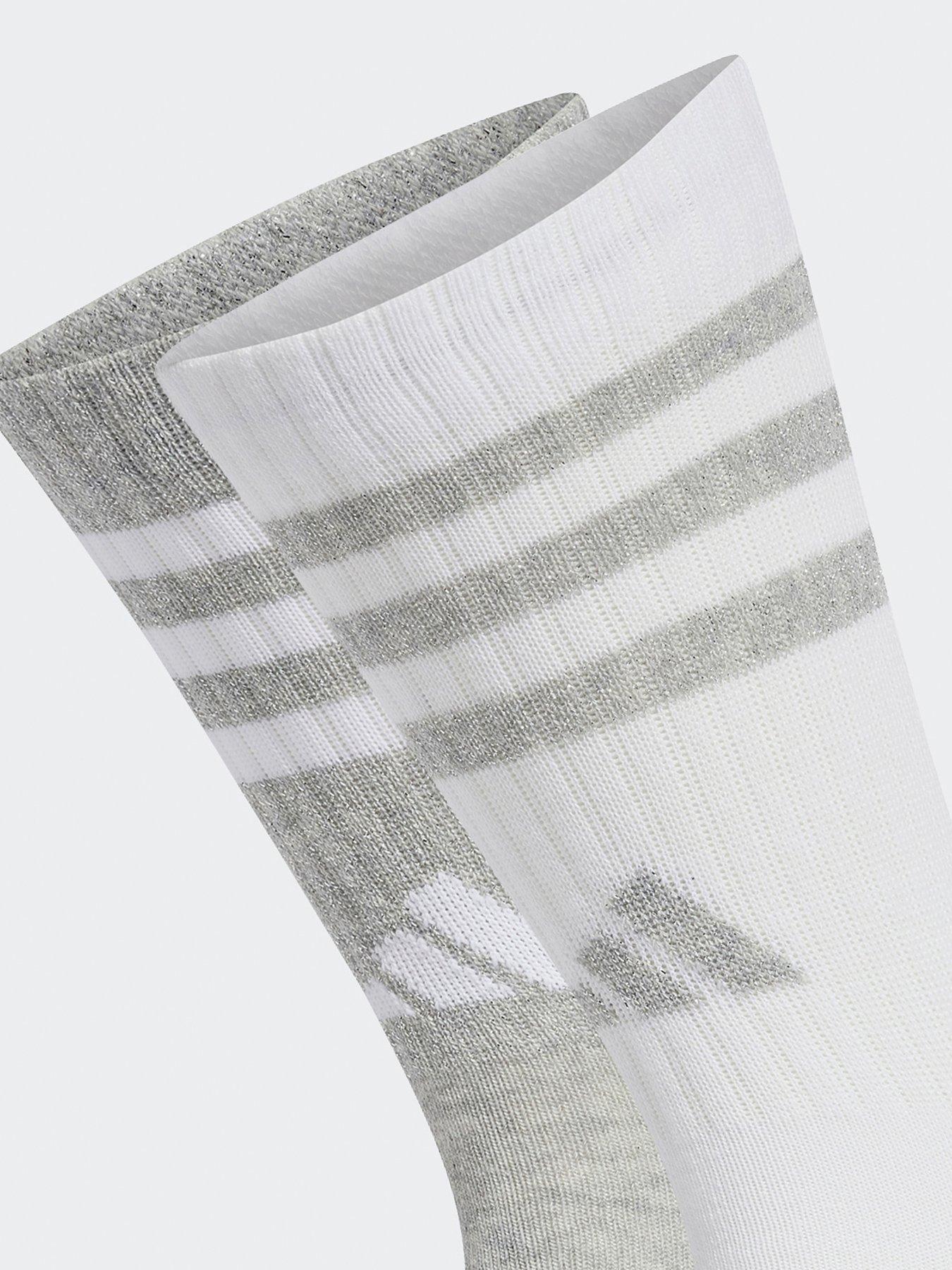  image of adidas-sportswear-womens-3-stripe-lurex-crew-socks-2-pack-whitegrey