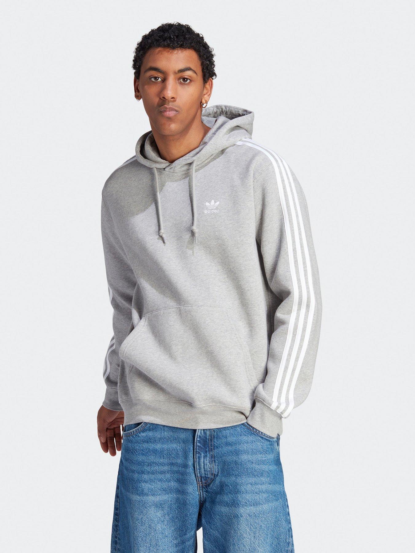 undefined Mens 3-stripes Hoodie - Grey