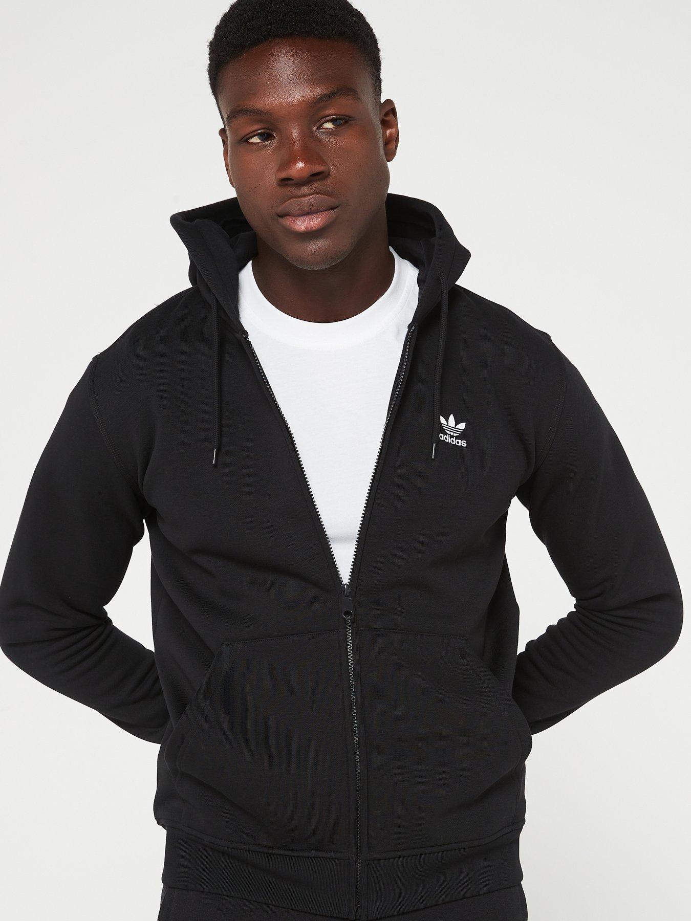 adidas Originals Mens Essentials Full Zip Hoodie Black Littlewoods