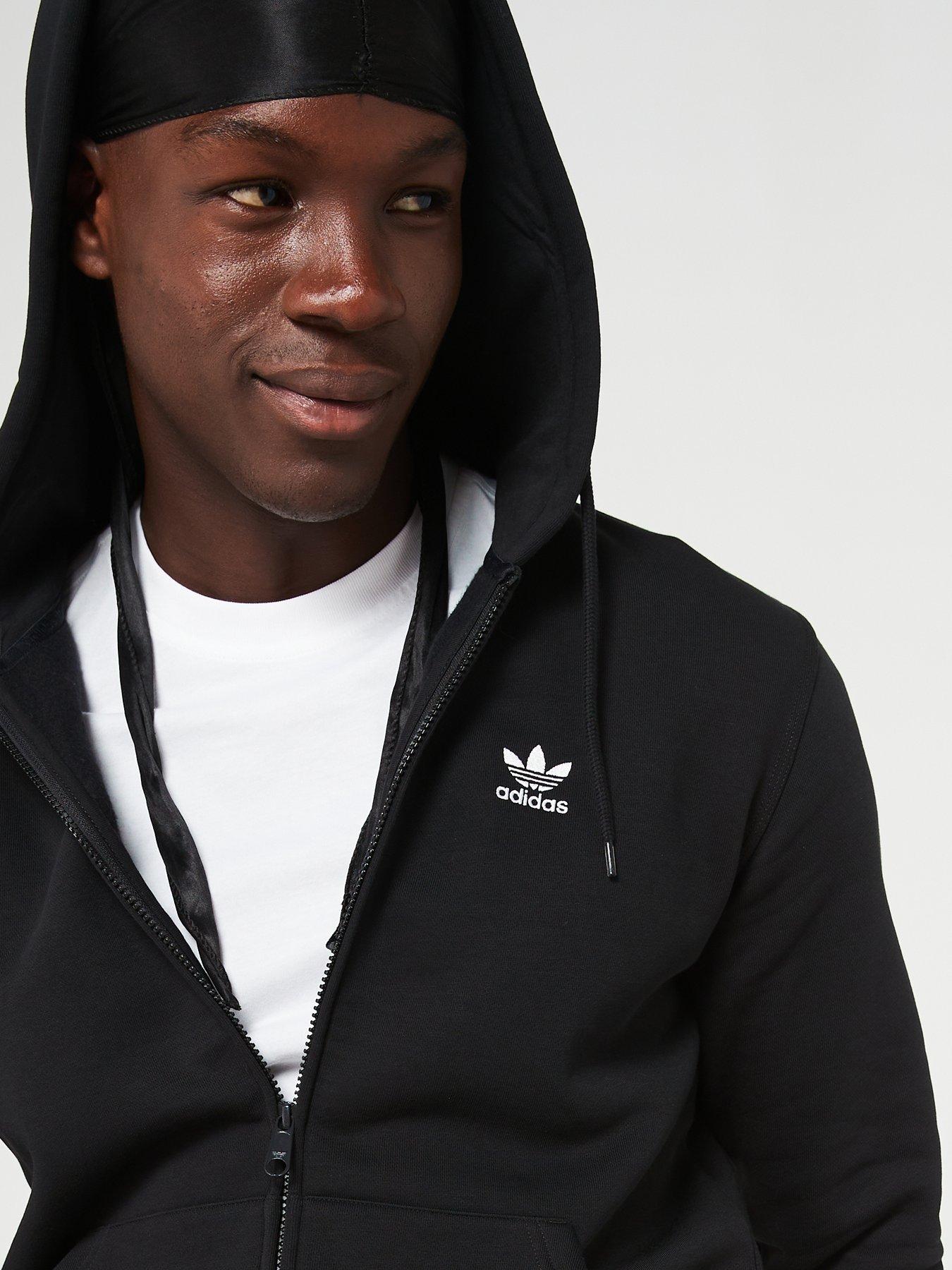 adidas Originals Mens Essentials Full Zip Hoodie Black Littlewoods