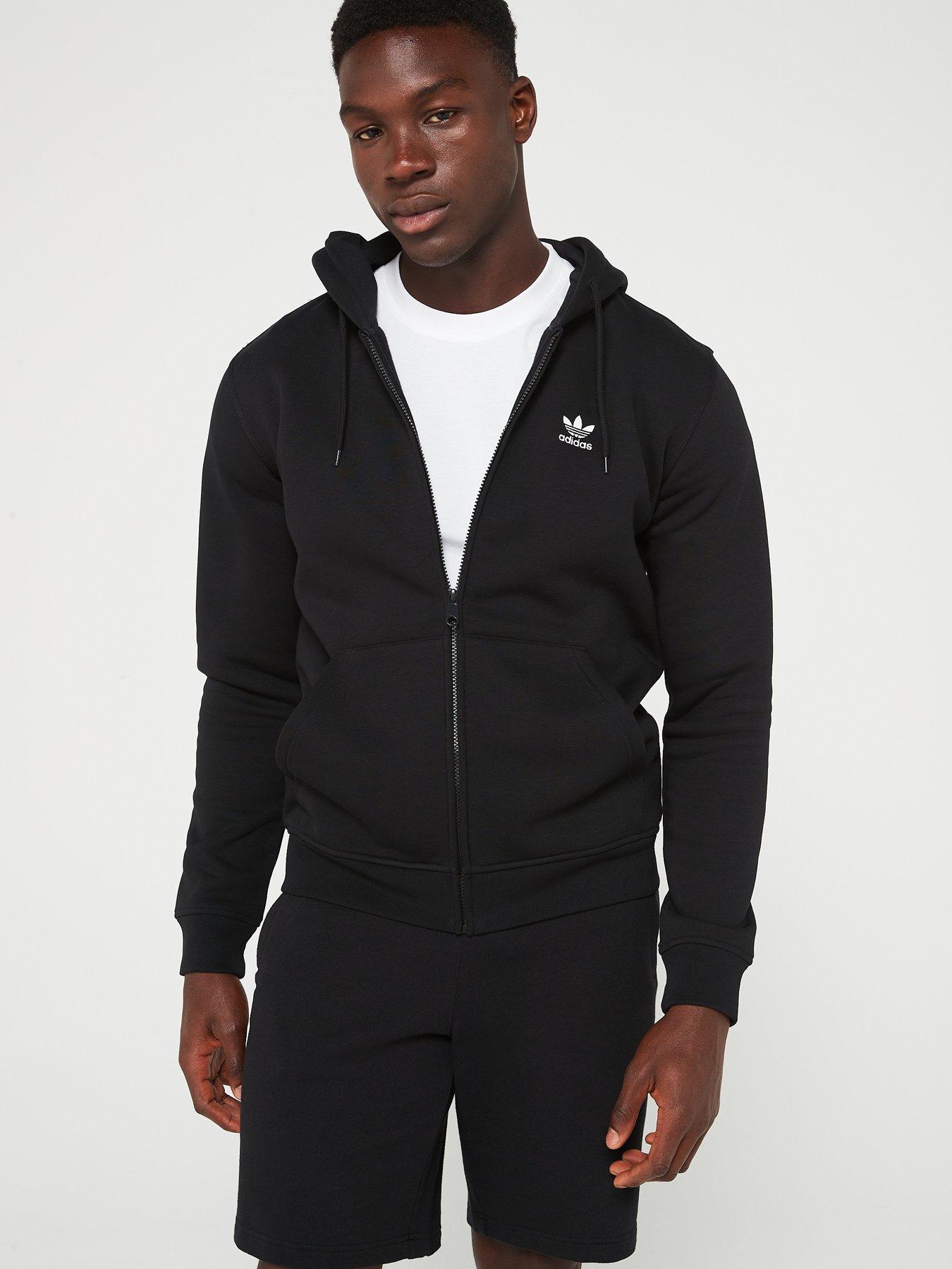 adidas Originals Mens Essentials Full Zip Hoodie Black Littlewoods