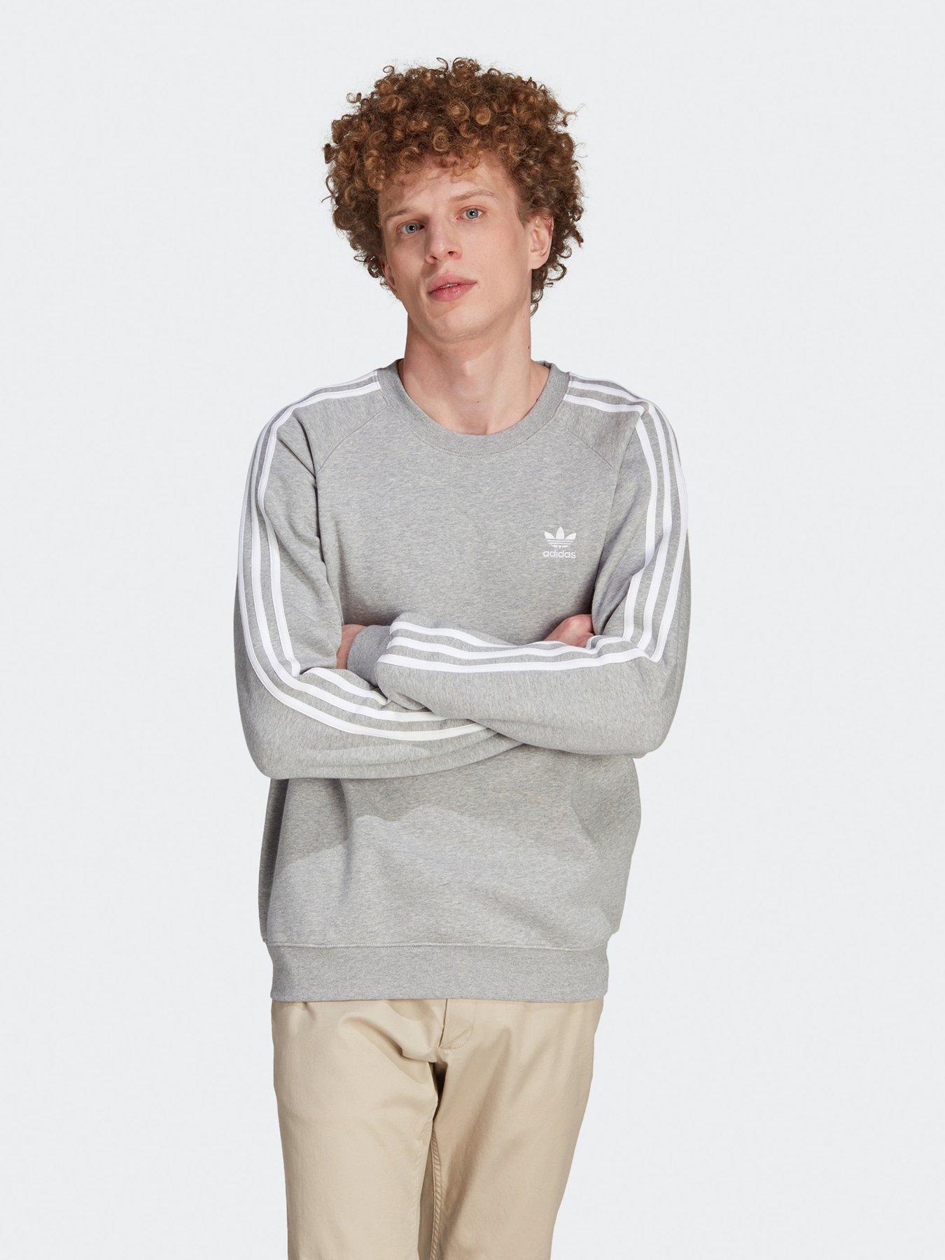  image of adidas-originals-mens-3-stripes-crew-grey