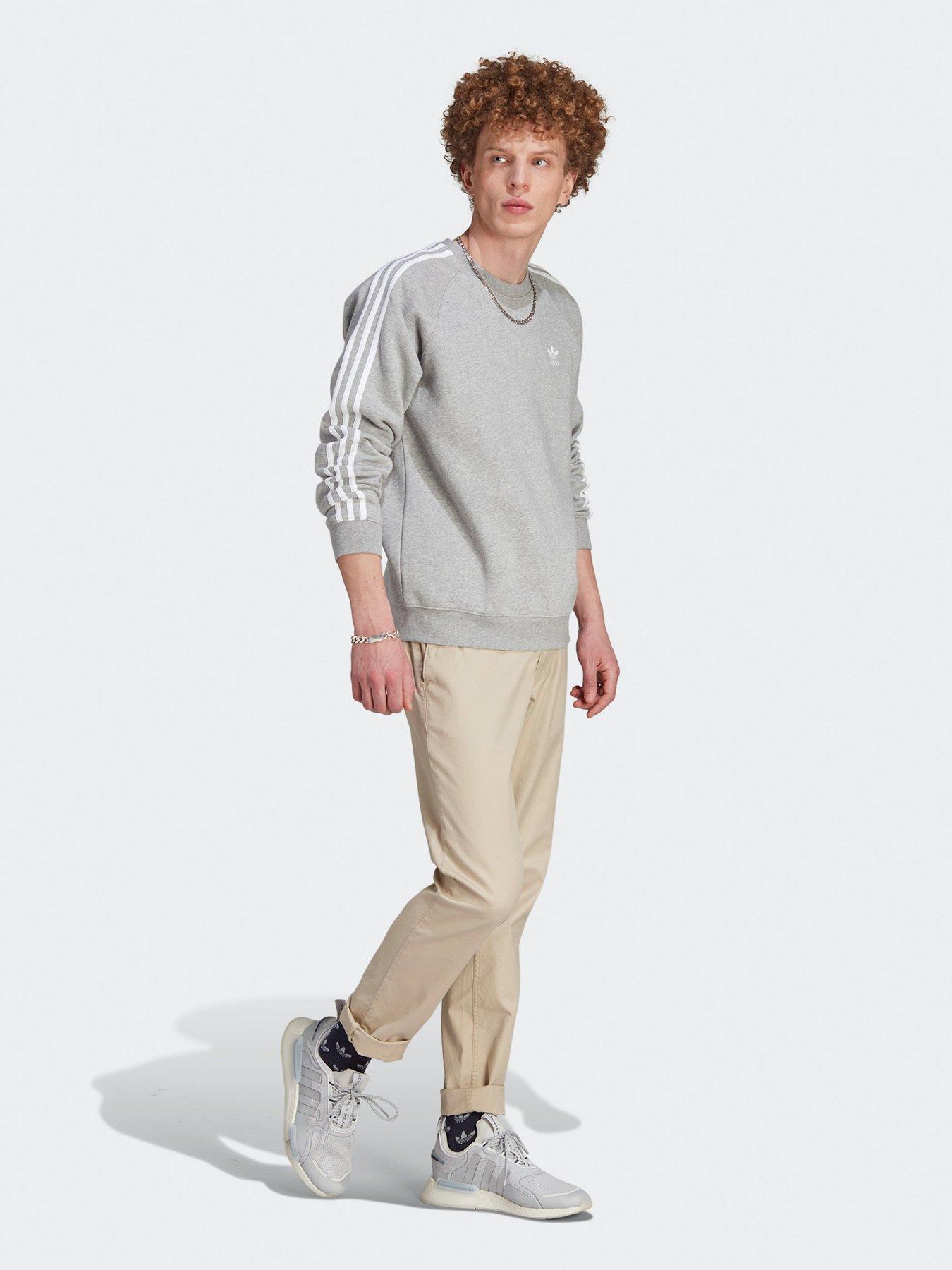  image of adidas-originals-mens-3-stripes-crew-grey