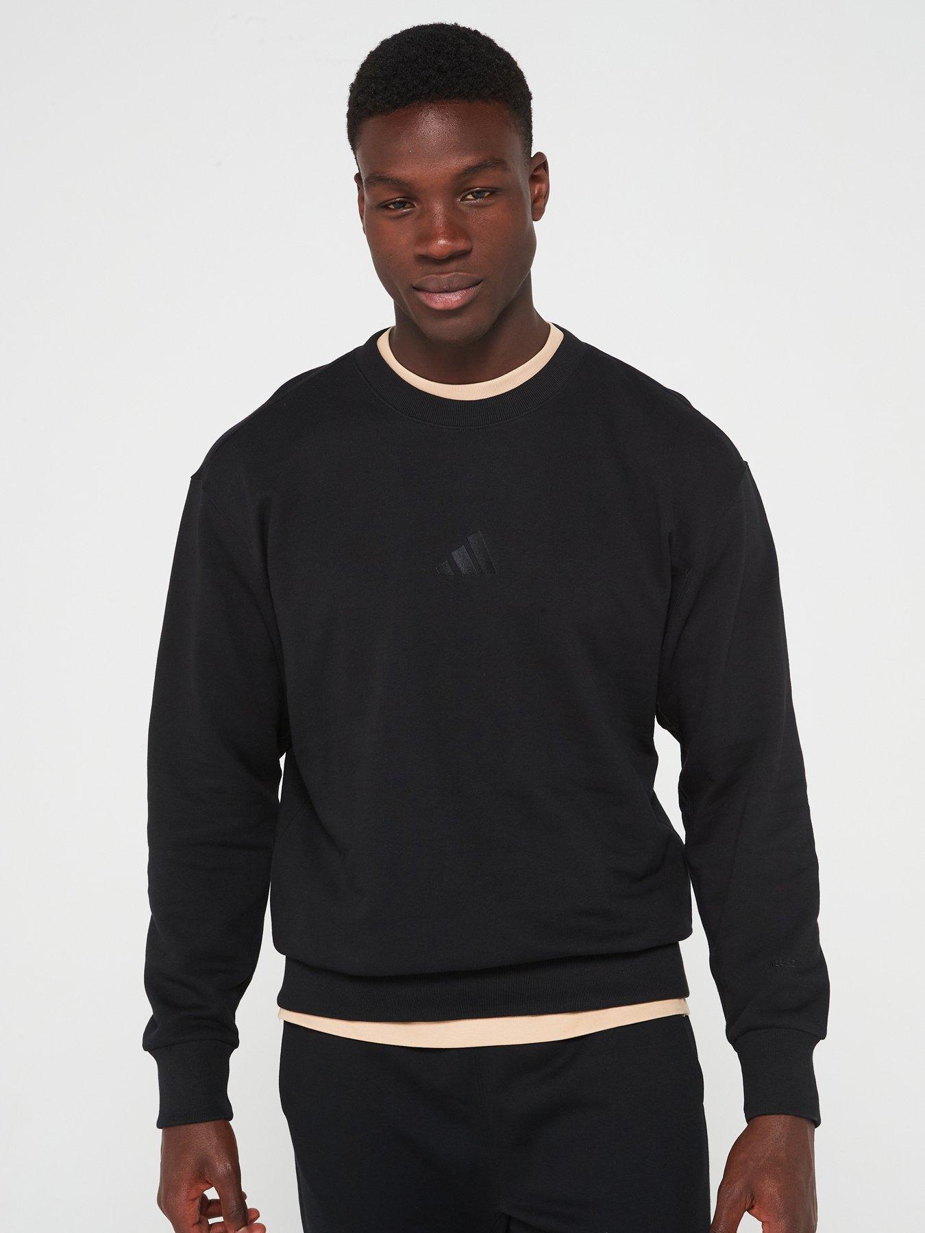  image of adidas-sportswear-mens-all-season-french-terry-crew-sweatshirt-black