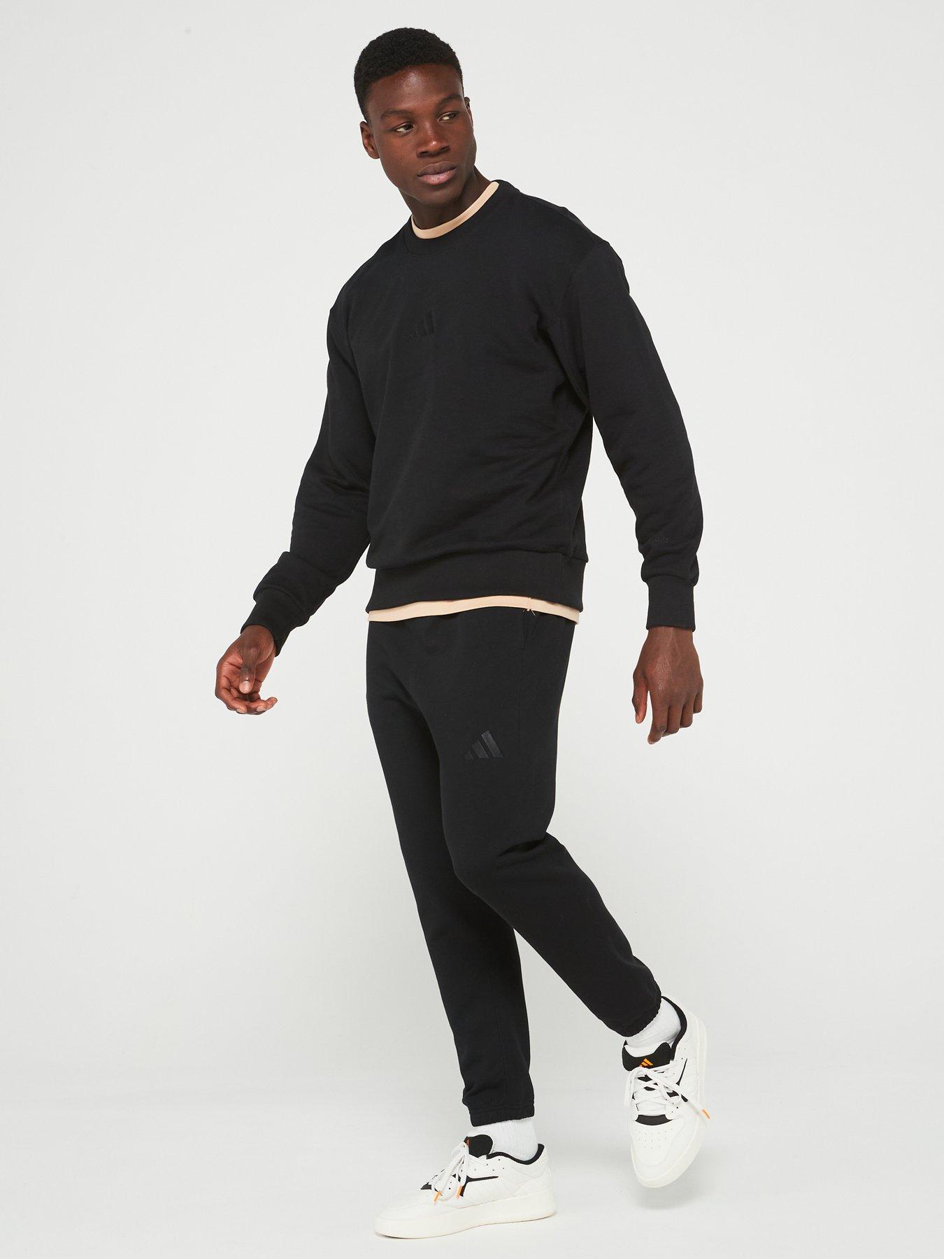  image of adidas-sportswear-mens-all-season-french-terry-crew-sweatshirt-black