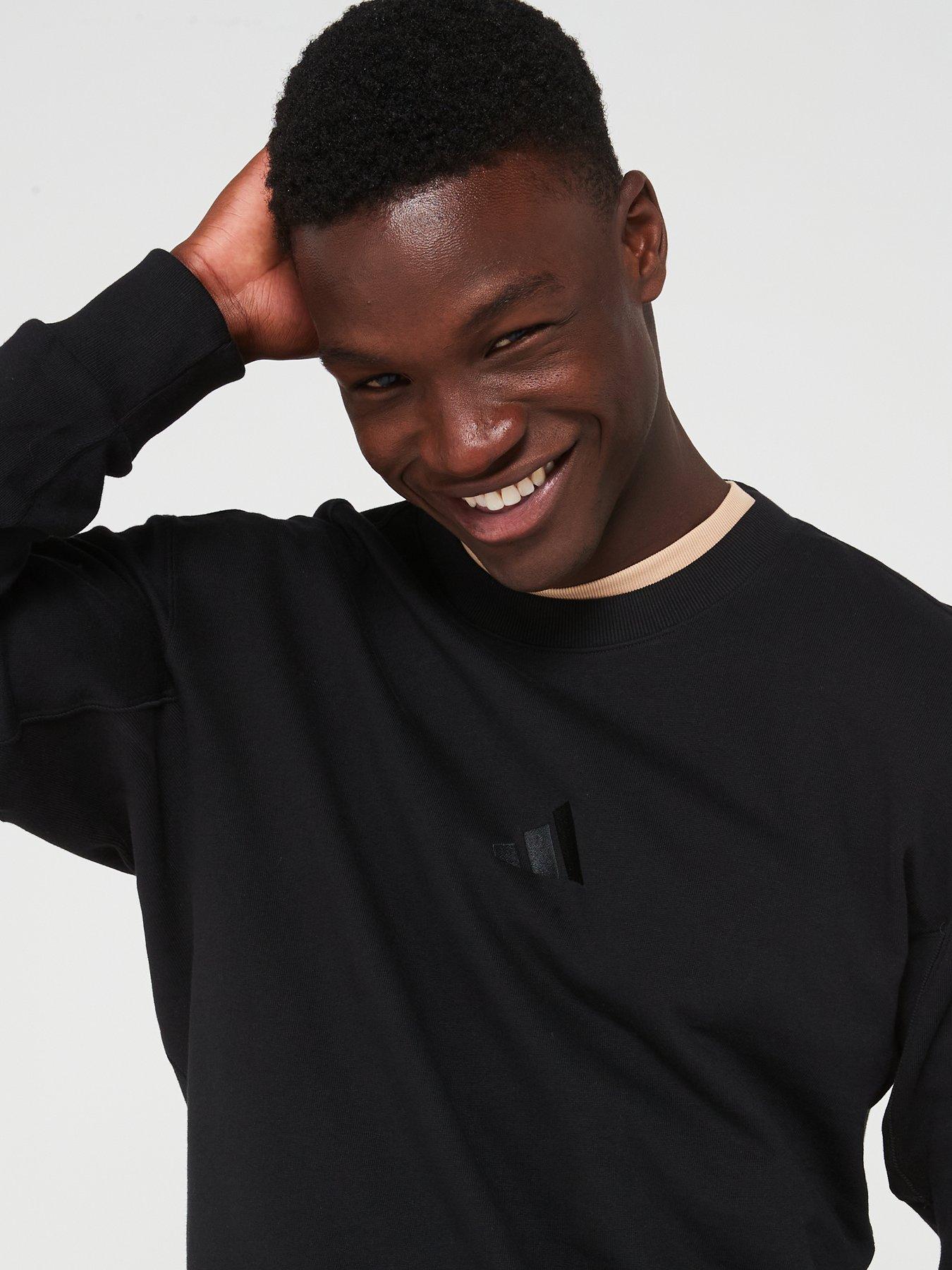  image of adidas-sportswear-mens-all-season-french-terry-crew-sweatshirt-black