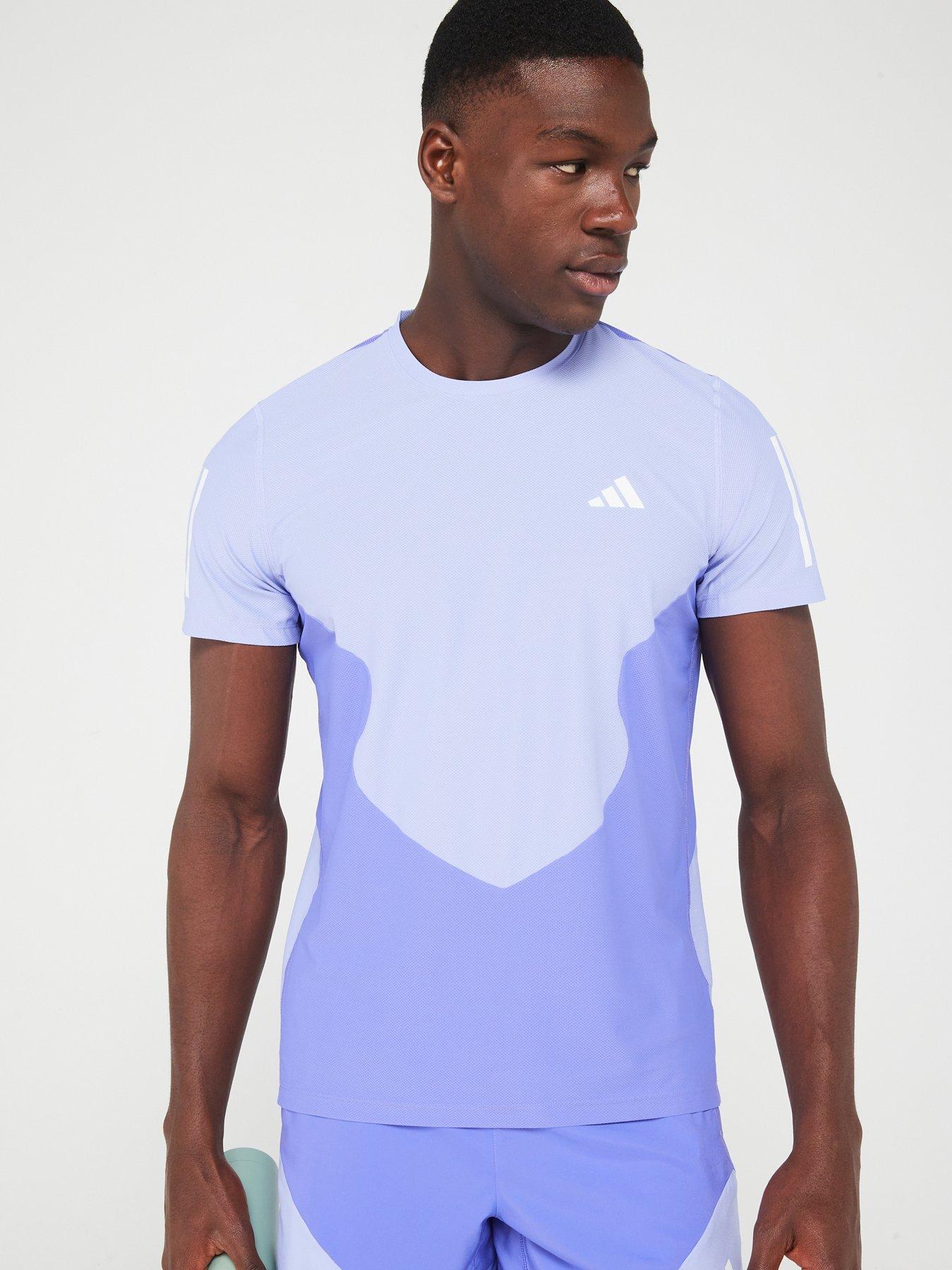 adidas Mens Running Own The Run Colourblock Tee Green littlewoods