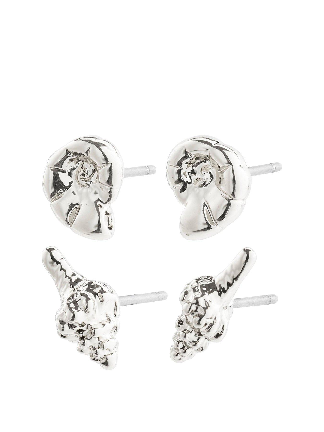 undefined FORCE earrings, 2-in-1 set, silver-plated