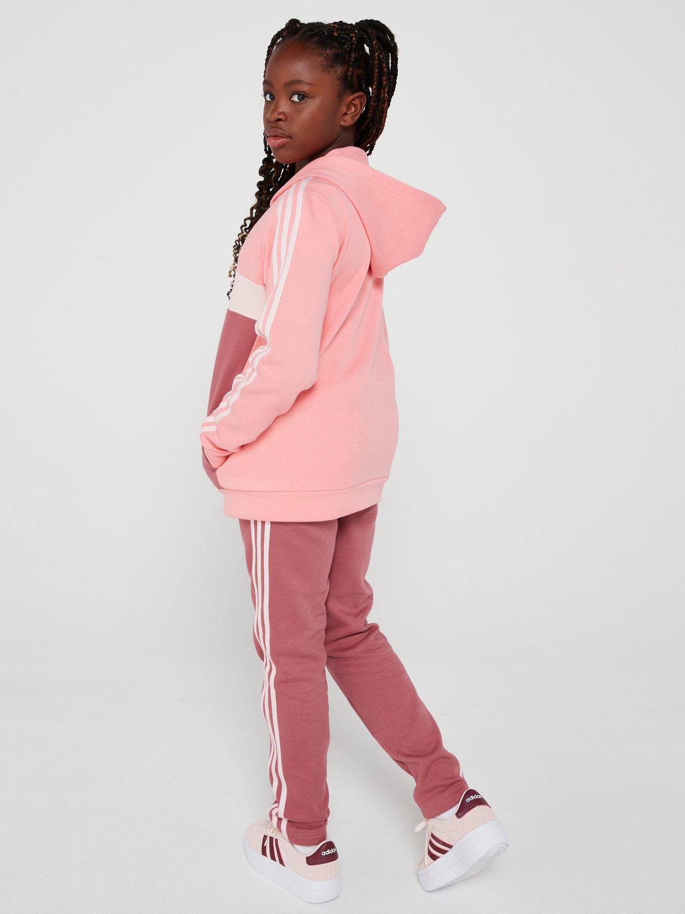 Adidas girls pink tracksuit deals